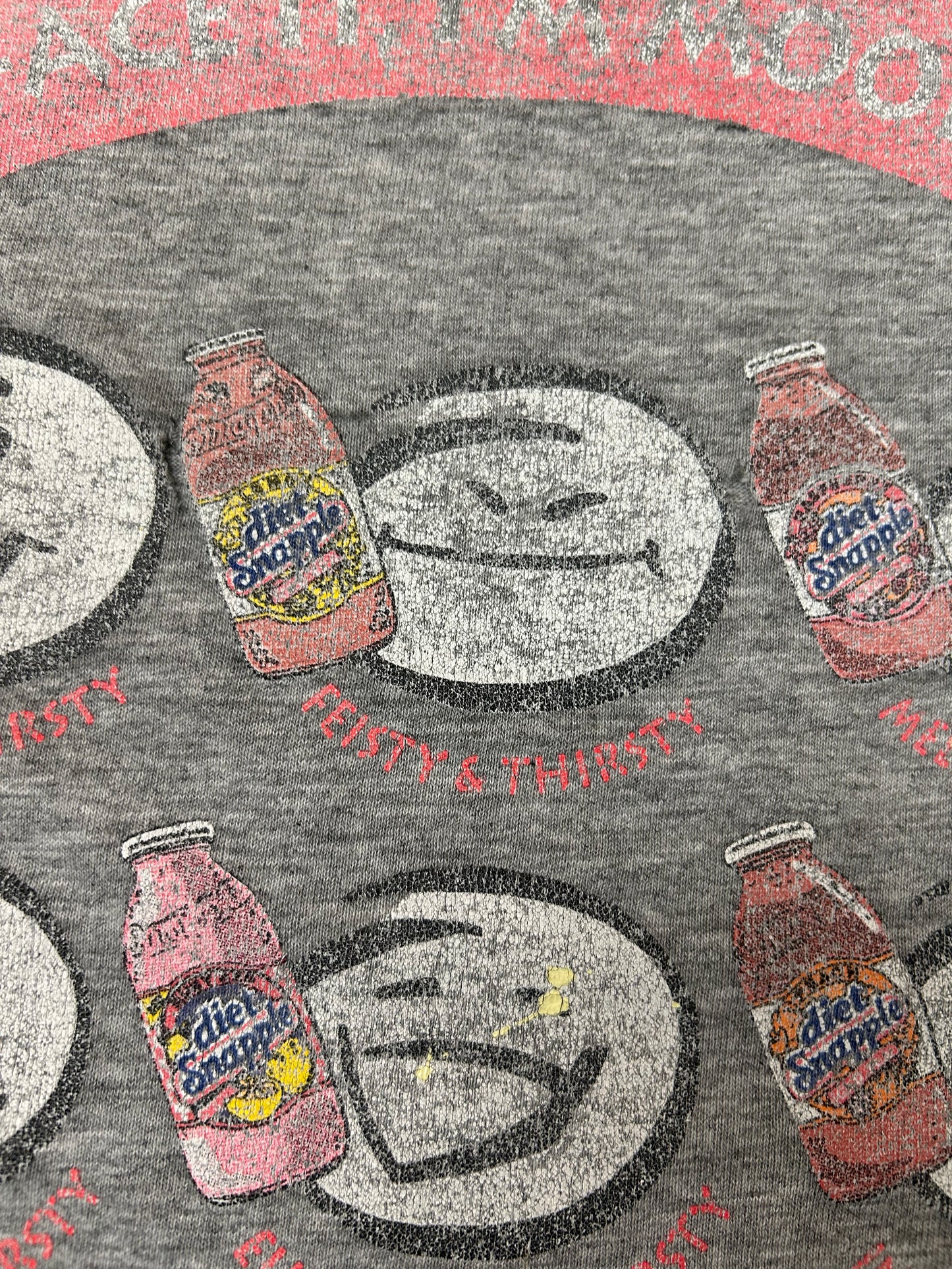 Thrashed As Is Worn Vintage 00s Diet Snapple Face It I’m Moody Drink Promo Brand Tee XL 24.25x29.25 Inches