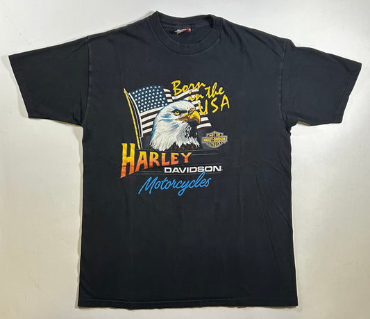 Vintage Harley Davidson Born In In The USA Eagle Citrus Heights California 1986 Tee Large 21.5x29.25 Inches