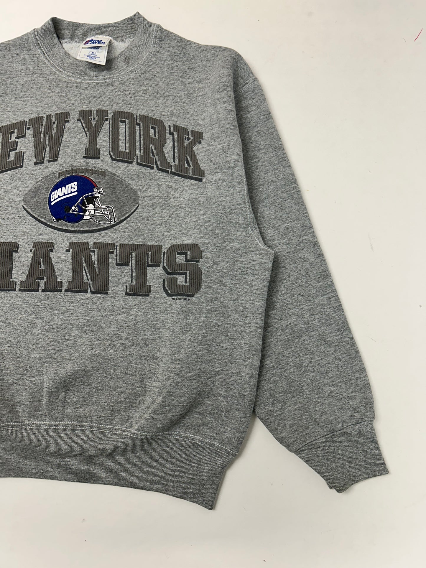 Vintage 1997 Pro Player New York Giants NFL Crewneck Sweatshirt Small/Medium Fit 21.5x26.25 Inches
