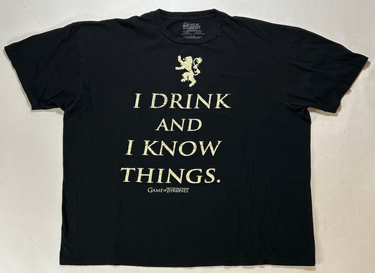 Game Of Thrones I Drink and I Know Things TV Show Promo Tee 2XL 27.5x28.5 Black