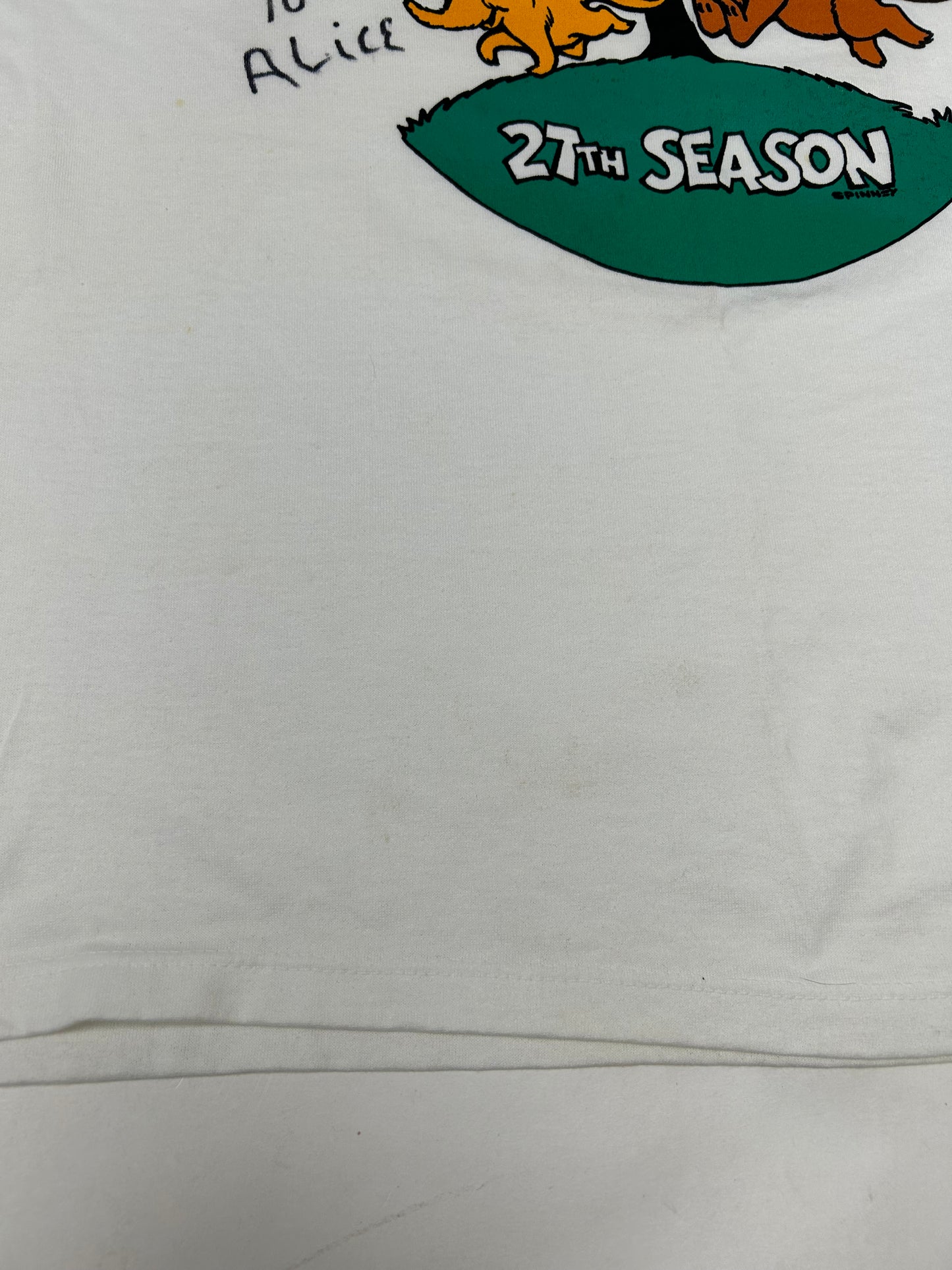 Vintage Sesame Street 27th Season TV Show Promo Tee 1995 Autographed As Is XL 23.5x29.25 Inches