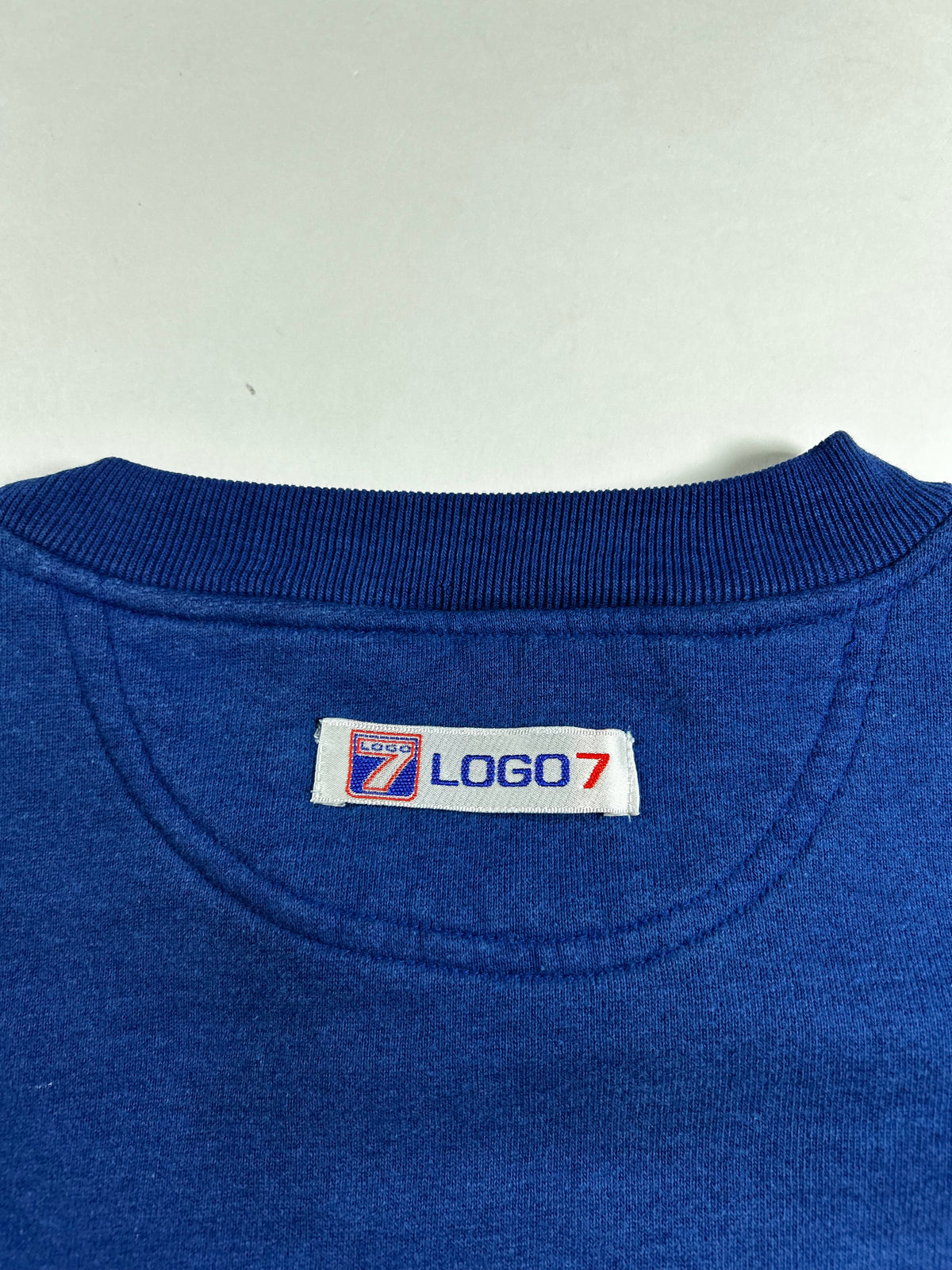 Vintage Logo 7 New York Giants NFL Crewneck Logo Sweatshirt Medium/Small Fit 23.5x25 Inches As Is Has Flaw On Shoulder