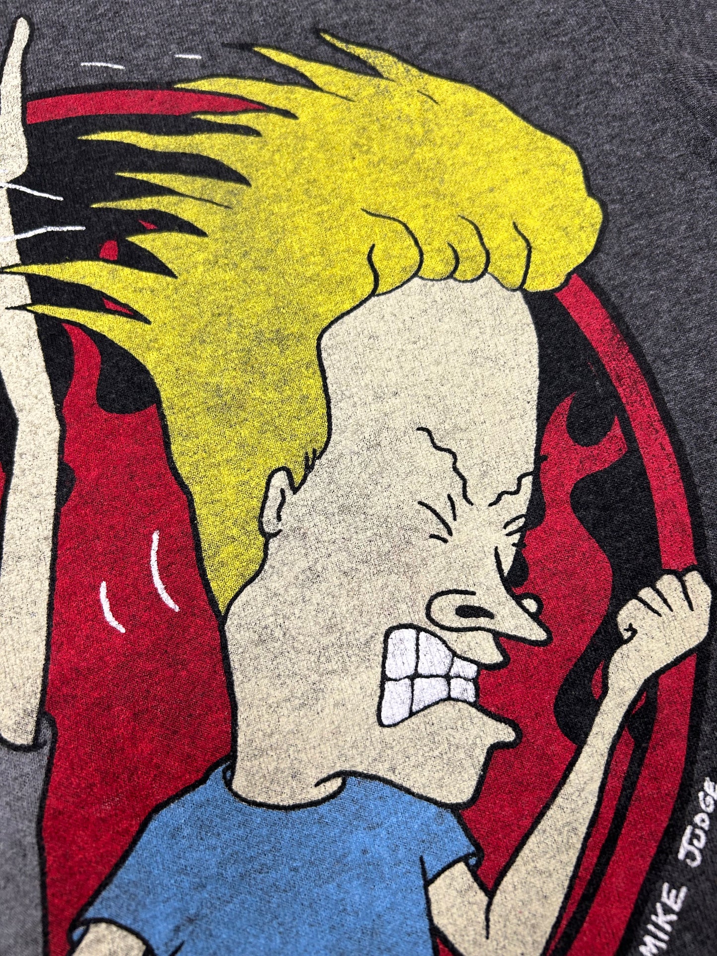 MTV Beavis And Butt-Head Graphic T-Shirt Mike Judge Rock On Medium 19.5x27.25 Inches Gray 00s Y2K