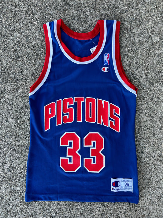 Vintage Early 90s Champion Detroit Pistons Grant Hill NBA Felt Patch Logo Jersey Small 36
