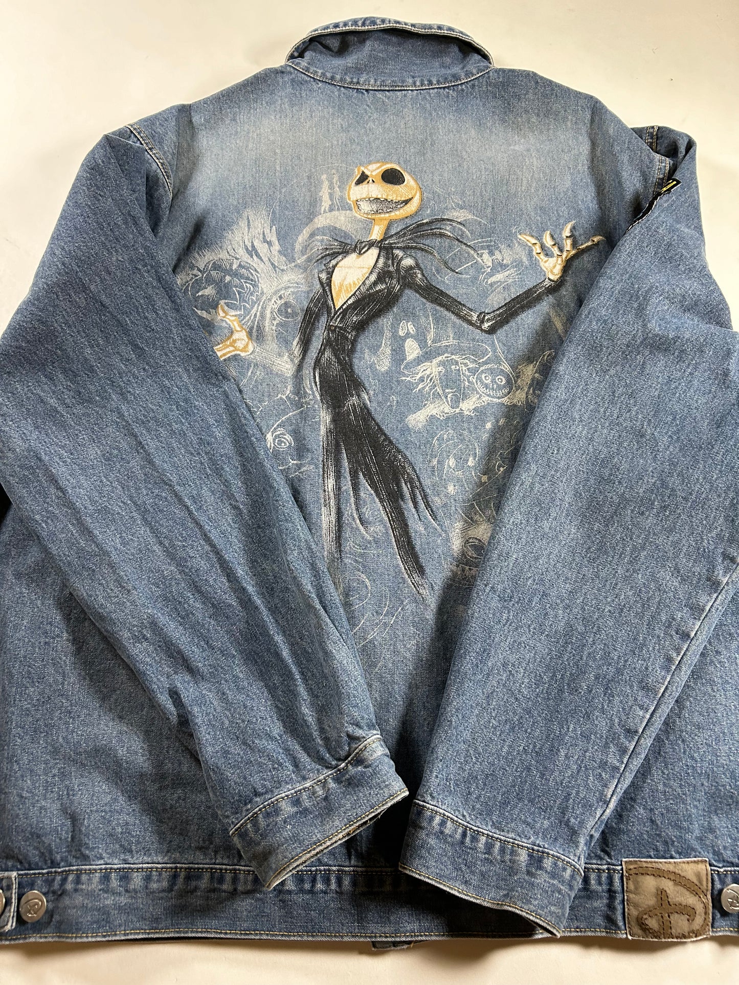 Vintage Disney Studio Jack Skellington Nightmare Before Christmas Denim Jacket 2XL 27.75x29.5 Inches
