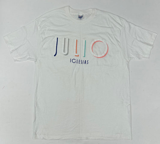 Vintage Julio Iglesias Music T Shirt 1988 Spanish Artist Puff Print Tee 22.25x30 Inches
