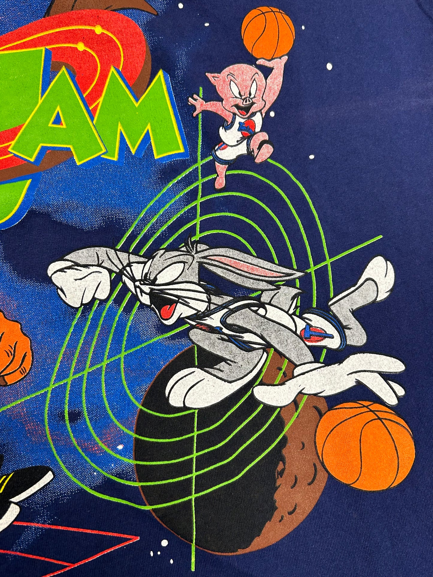 Vintage Space Jam Movie Promo Looney Tunes Warner Bros 1996 Tee Large 21.75x28.5 Inches