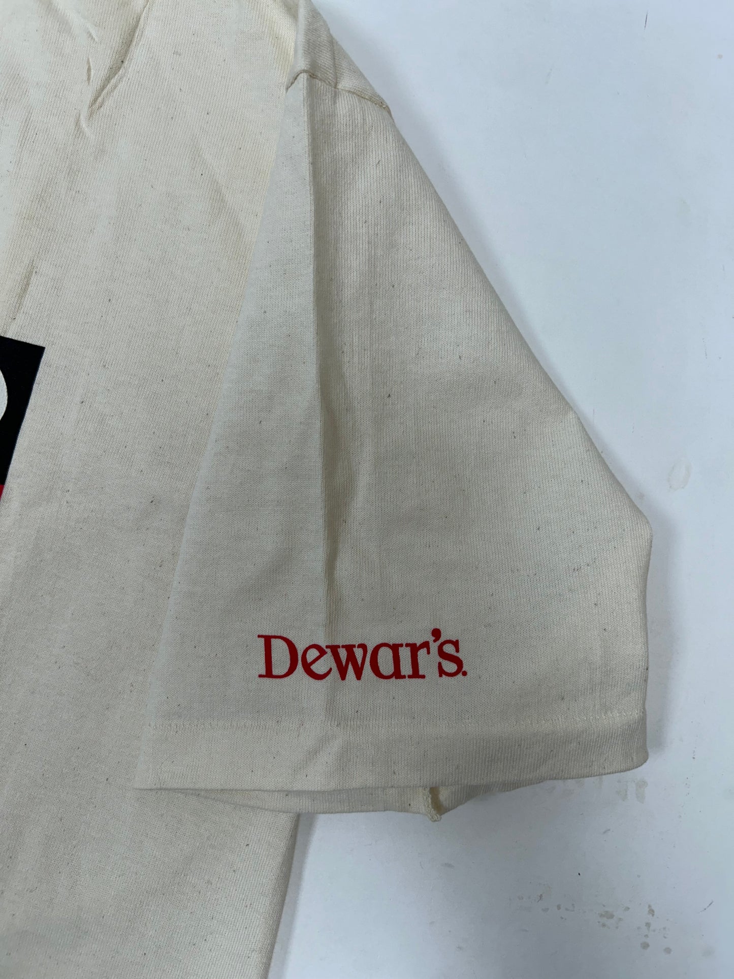 Vintage Dewar’s Scotch Alcohol Company Promo Shirt XL 25.25x31.5 Inches Tan USA