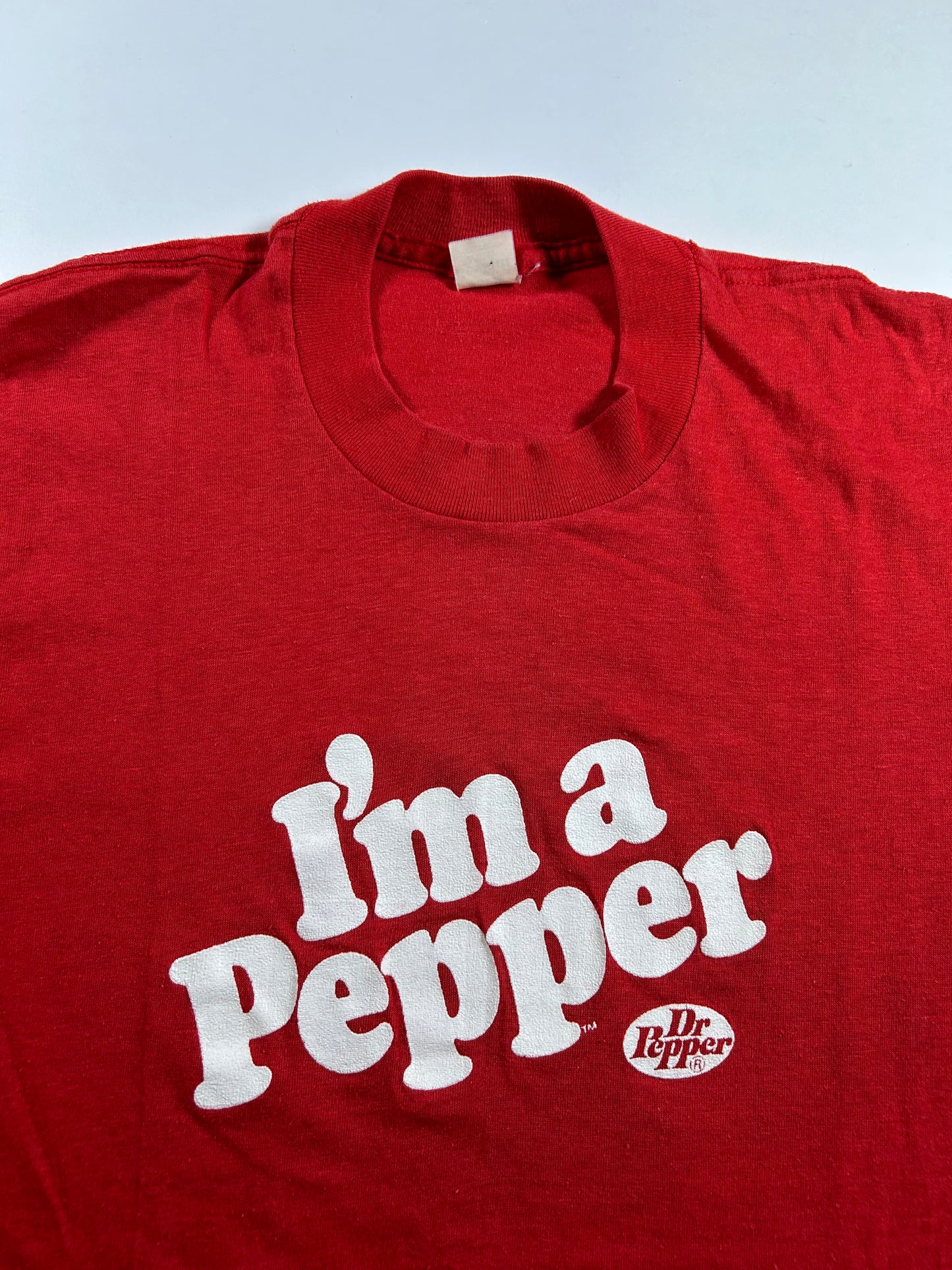 Vintage I'm A Pepper Slogan Dr Pepper Soda Pop Promo Graphic T-Shirt 16.5x26.5 Inches Red