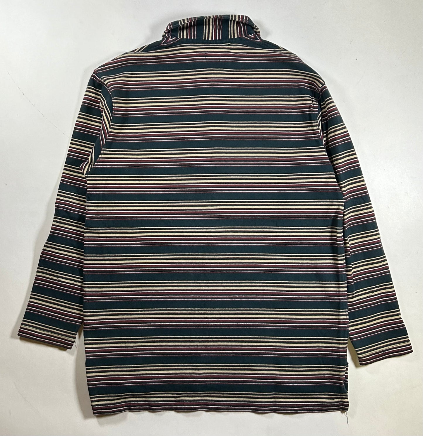 Vintage Calvin Klein Long Sleeve Striped Polo Shirt Rugby Style 22x30.25/31.5 Inches Mediumush Fit Tagged Small Fits Big