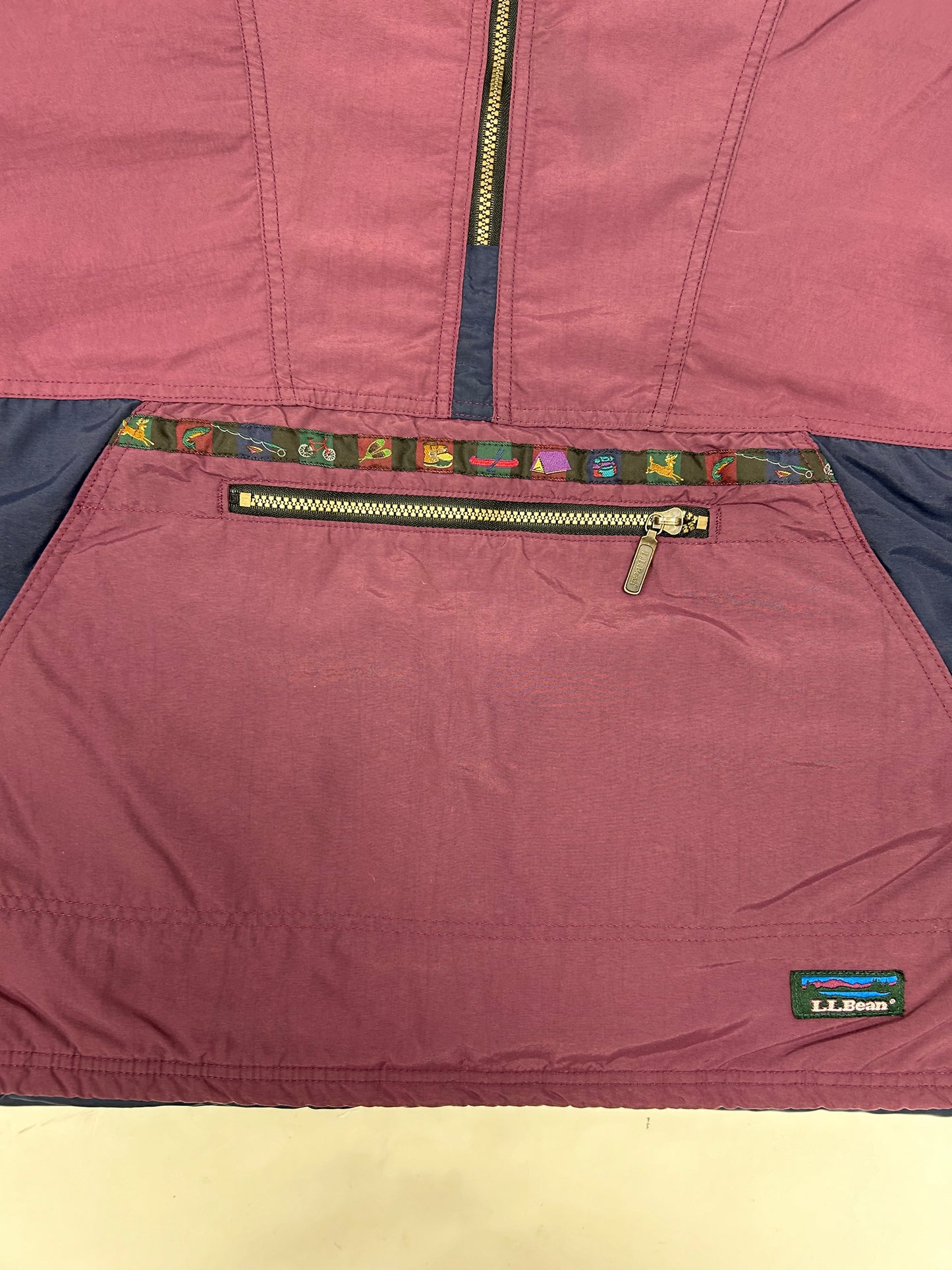 Vintage 90s LL Bean 1/2 Zip Anorak Thinsulate 3M Windbreaker Medium/Large Fit 25.25x26.5 Inches