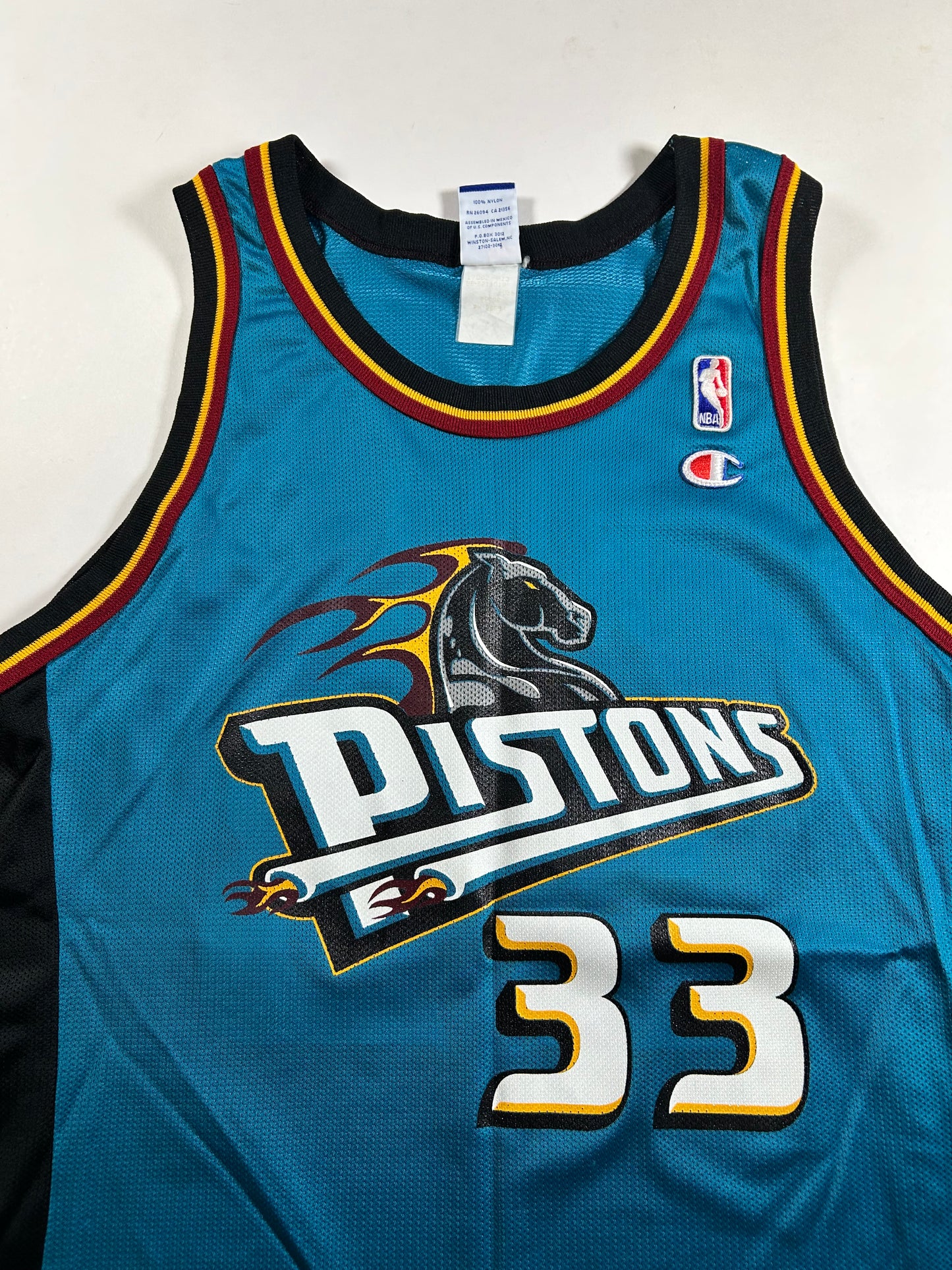 Vintage 90s Grant Hill Detroit Pistons NBA Champion Jersey Size 44 Large 21.25x30.75 Inches As Is