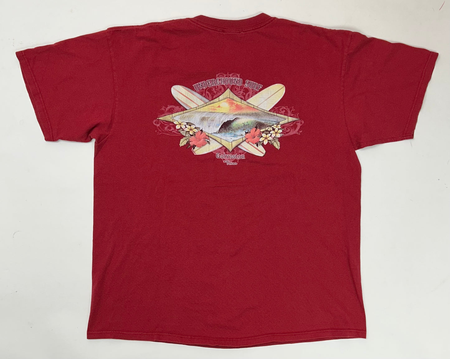 Vintage 00s Underground Surf Galveston Texas Tee XL 23.5x28.75 Inches