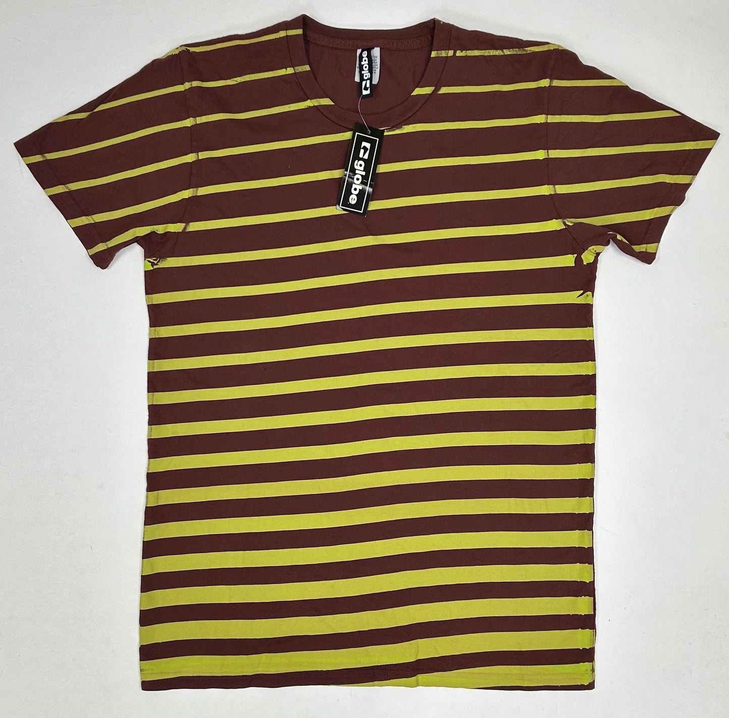 Vintage Globe Shoes Skateboarding Down Stripe Slim Fit Skate Tee New Medium 19.5x28.25 Inches DS Brand New Old Stock With Tag