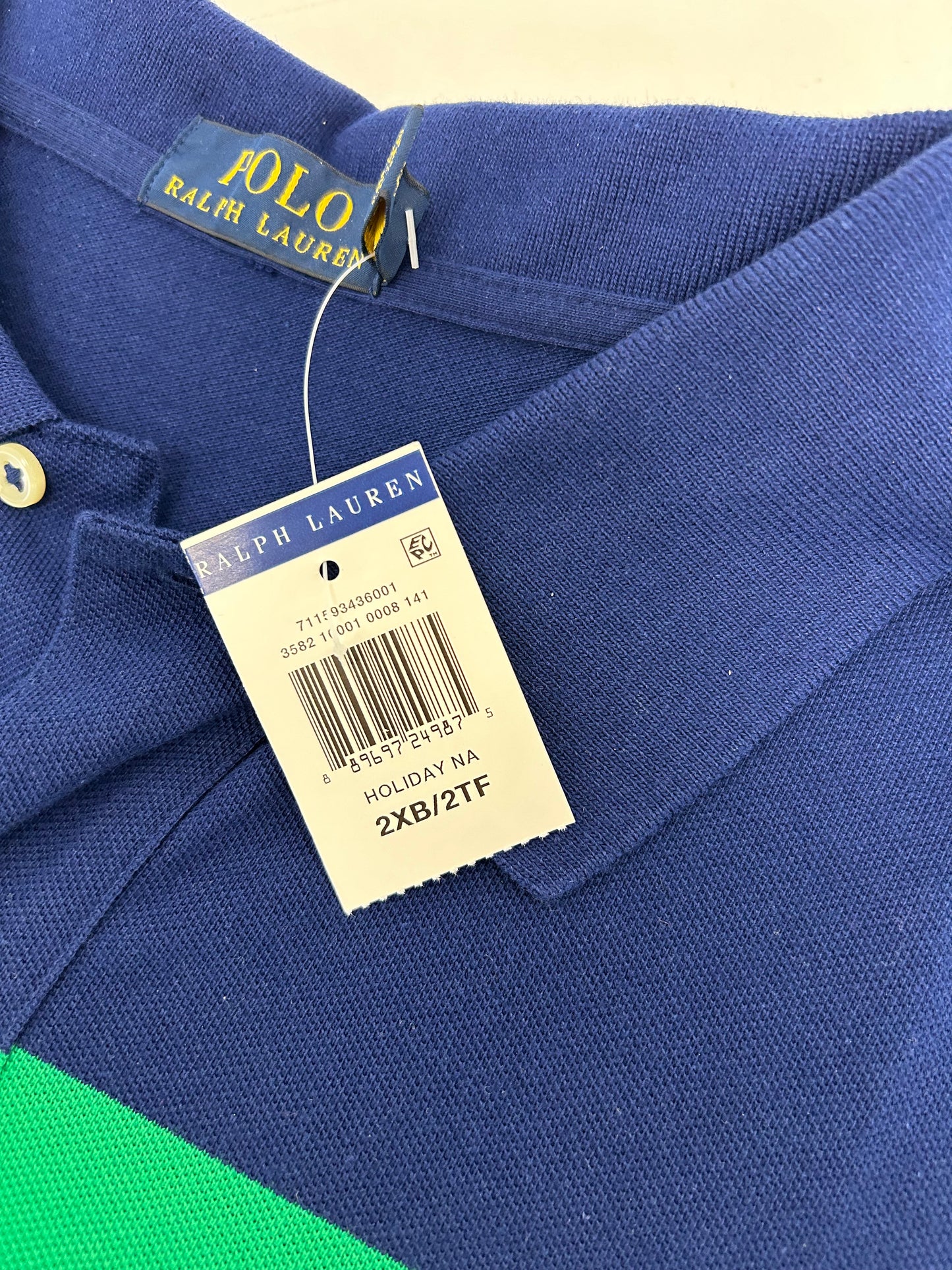 Polo Ralph Lauren Shirt Striped Short Sleeve Cotton Knit 2XB XXL 27x30.75/32.5 Inches Custom Fit Brand New