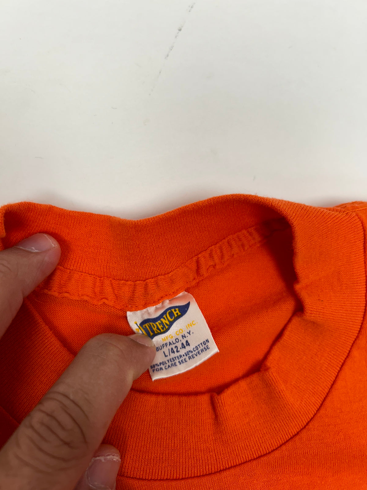 Vintage Trench Denver Broncos Super Bowl XXI 1986 AFC Champions Tee Small/Medium Fit 18.75x27 Inches