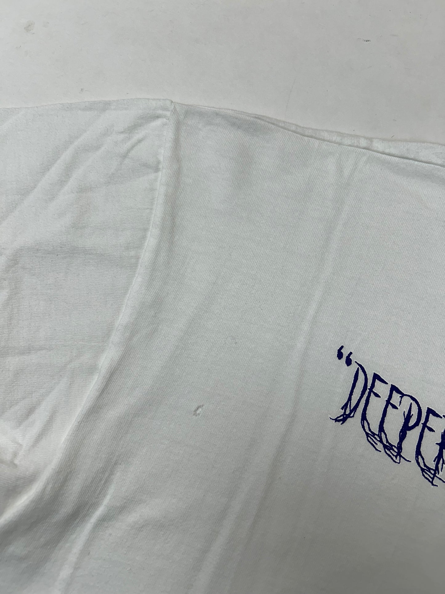 Edgewood NJ first edition “Deeper Than The Roots.” Tee Hanes Beefy-T USA/Mexico 100% Cotton White