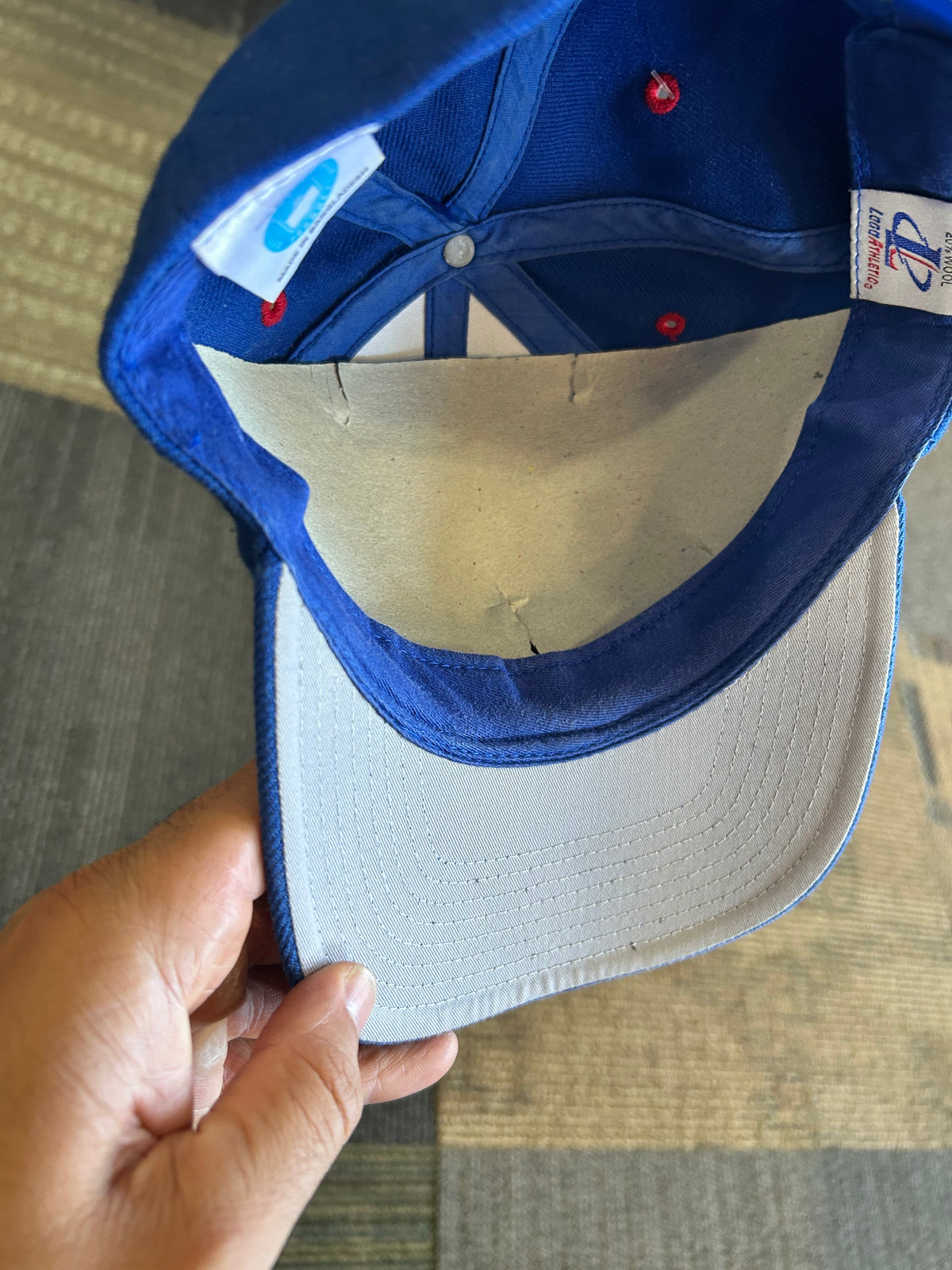 Vintage Logo Athletic New England Patriots Plain Logo NFL SnapBack Hat Has Some Wear On Snaps As Is Still Wearable