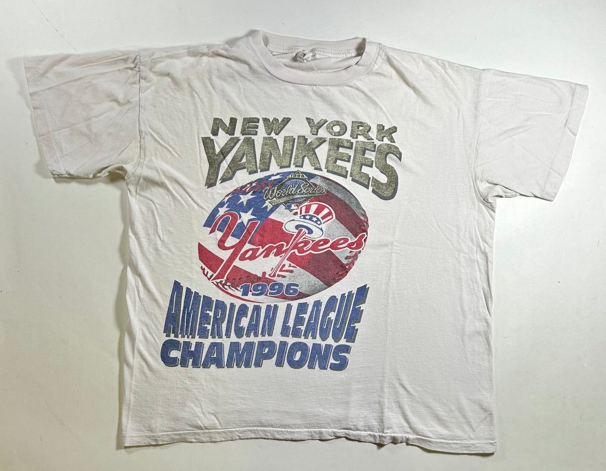 Vintage New York Yankees 1996 American League Champions WS Tee L/XL Boxy Fit 24x26.5 Inches