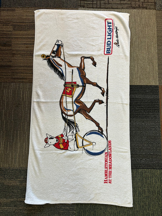 Vintage 1989 Meadowlands Bud light Beach/Pool Towel 100% Cotton About 29x56.25 Inches