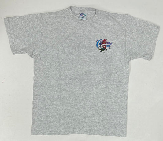 Jimmy Buffet Carribean Soul Vintage Shirt Heather Gray U Wanna Iguana Made In USA Large 21.75x28.5 Inches