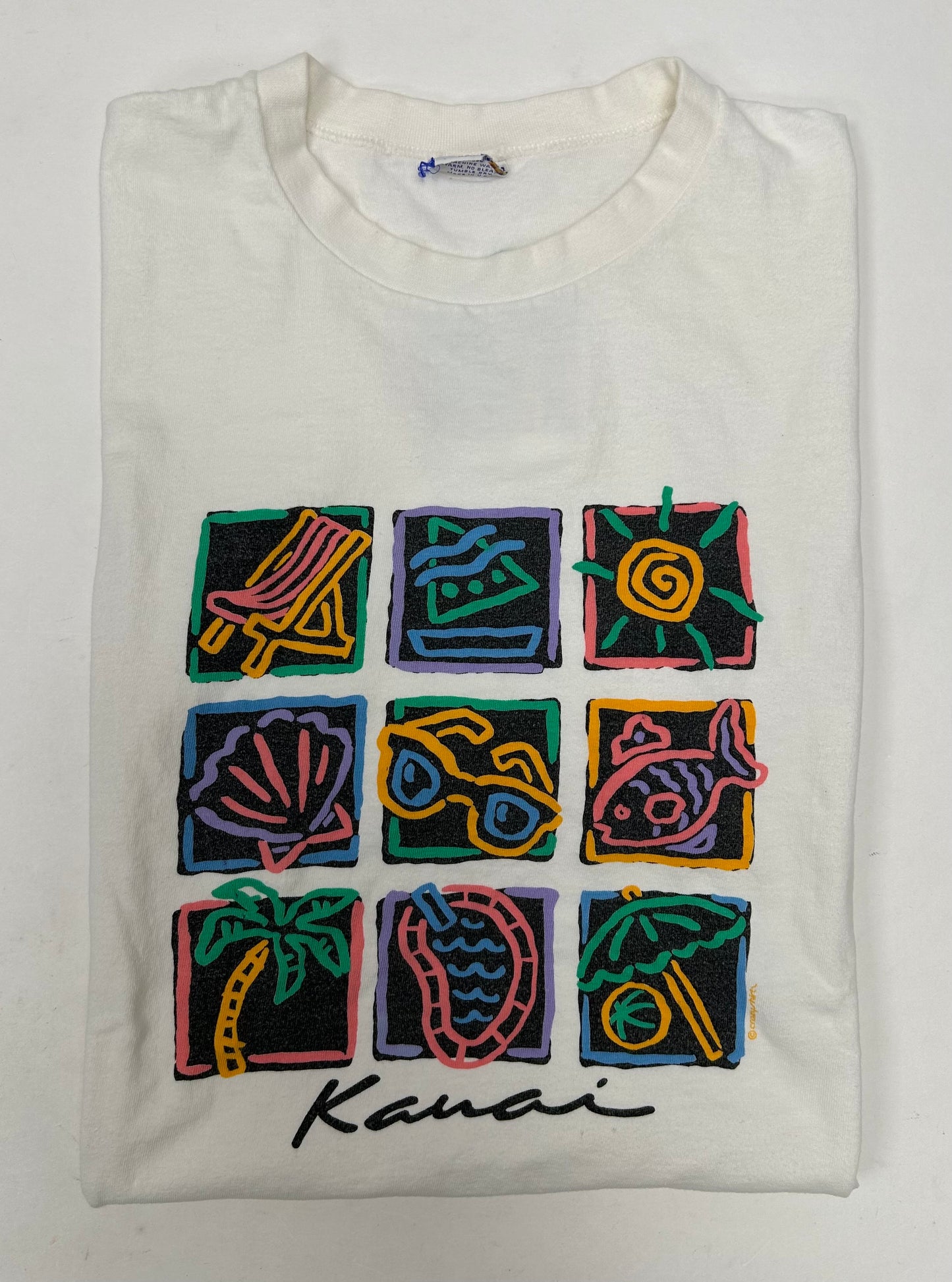 Vintage Crazy Shirts Hawaii Kauai Beach Essentials Graphic Shirt Large 21.5x28