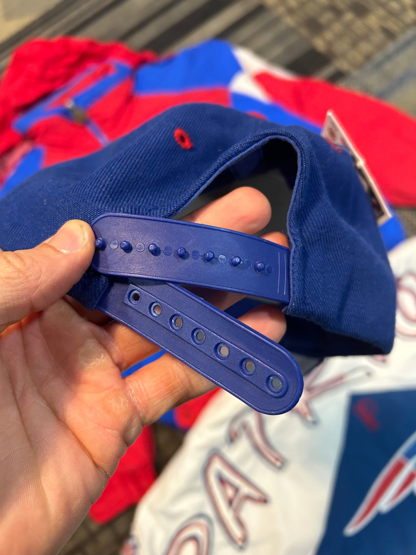 Vintage Logo Athletic New England Patriots Plain Logo NFL SnapBack Hat Has Some Wear On Snaps As Is Still Wearable