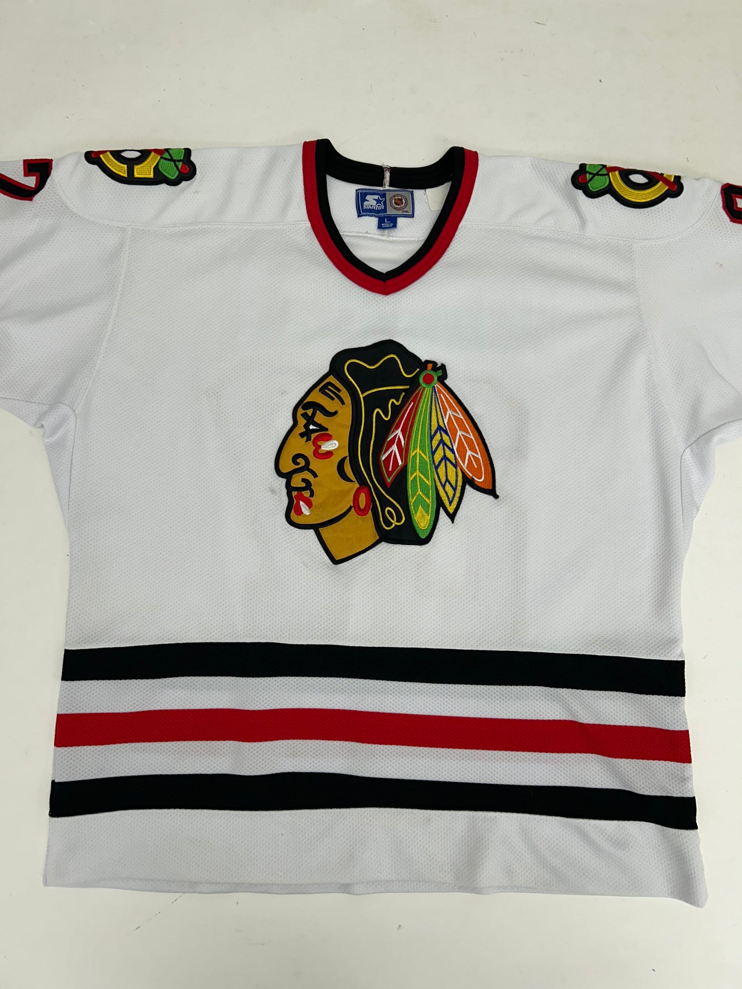 Vintage Starter NHL Chicago Blackhawks Jeremy Roenick Hockey Jersey Men’s Large 28x29.75 Inches