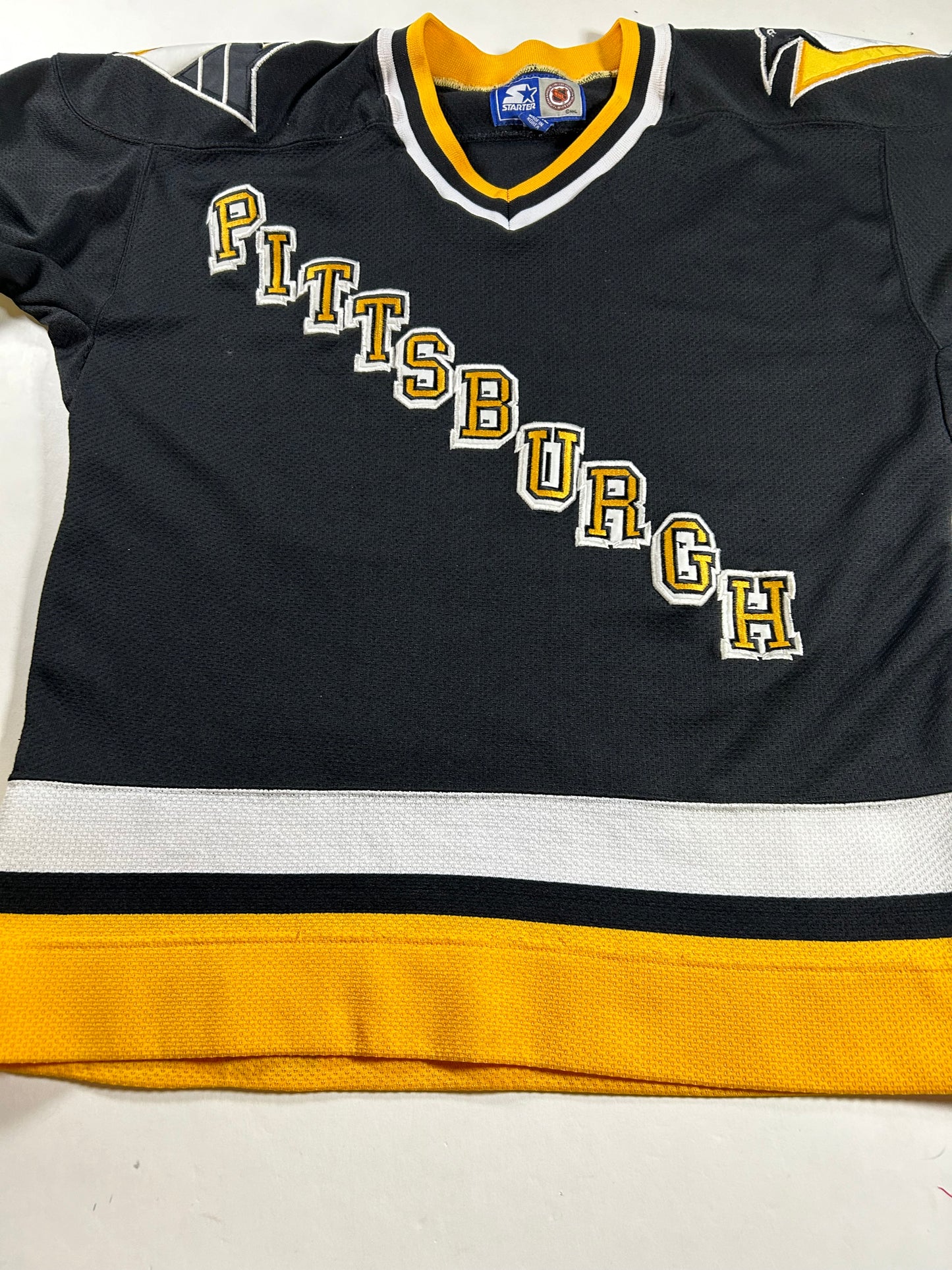 Vintage 90s Pittsburgh Penguins Starter Blank Hockey Jersey Youth L/XL 23.25x27 Inches