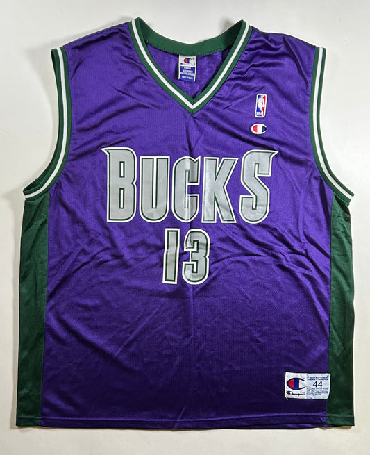 Vintage Glenn Robinson #13 Milwaukee Bucks Champion NBA Jersey 44 Large Big Fit 25x31 Inches Wide Shoulder Edition Purple