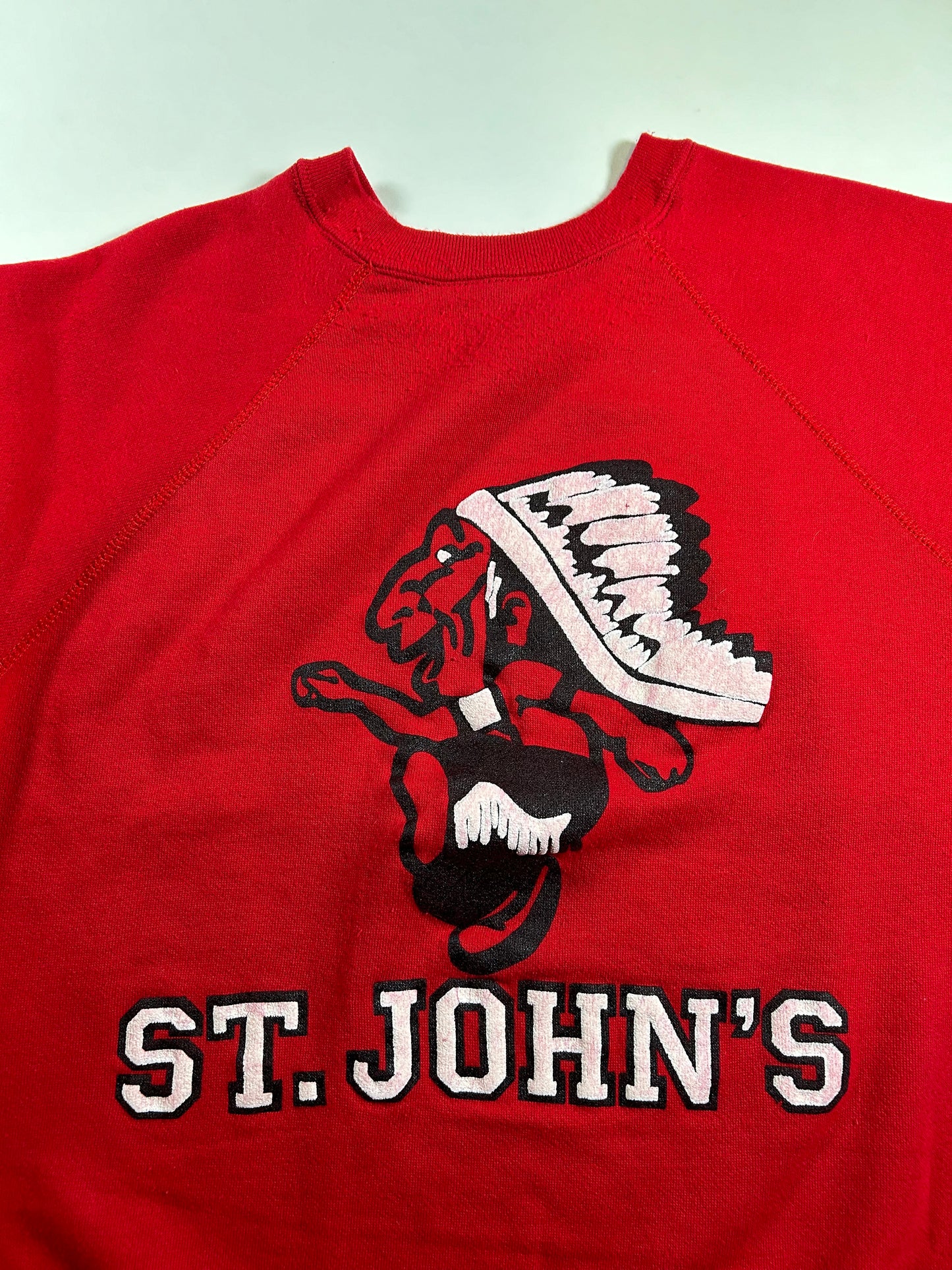 Vintage St John’s Red Storm Banned Logo Red Crewneck Sweatshirt 22.75x26.75 Inches Rare