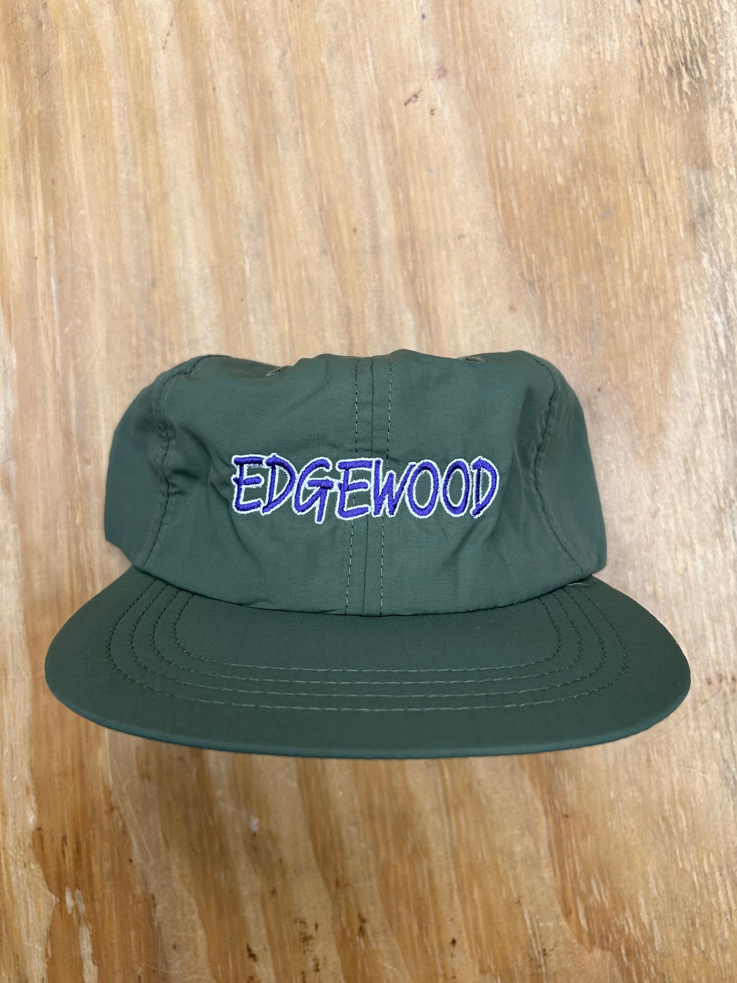 Edgewood NJ Team Spell Out Logo 6 Panel Nylon Adjustable Clip Hat Olive Drab