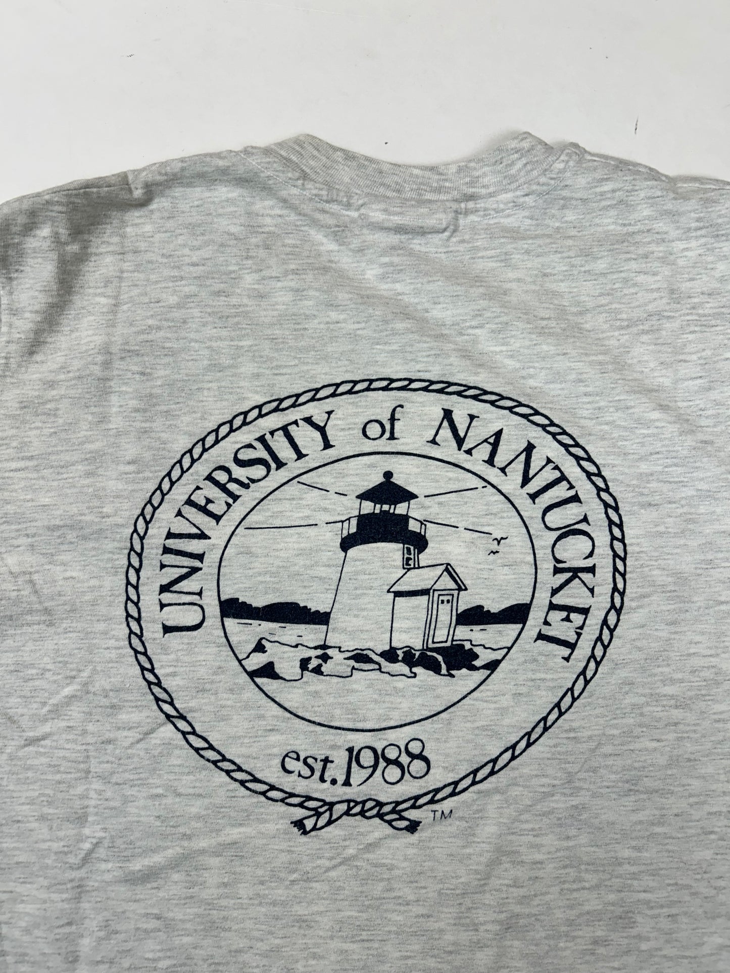 Vintage University Of Nantucket Rowing Long Sleeve Tee Gray Medium 19.75x26.5 Inches