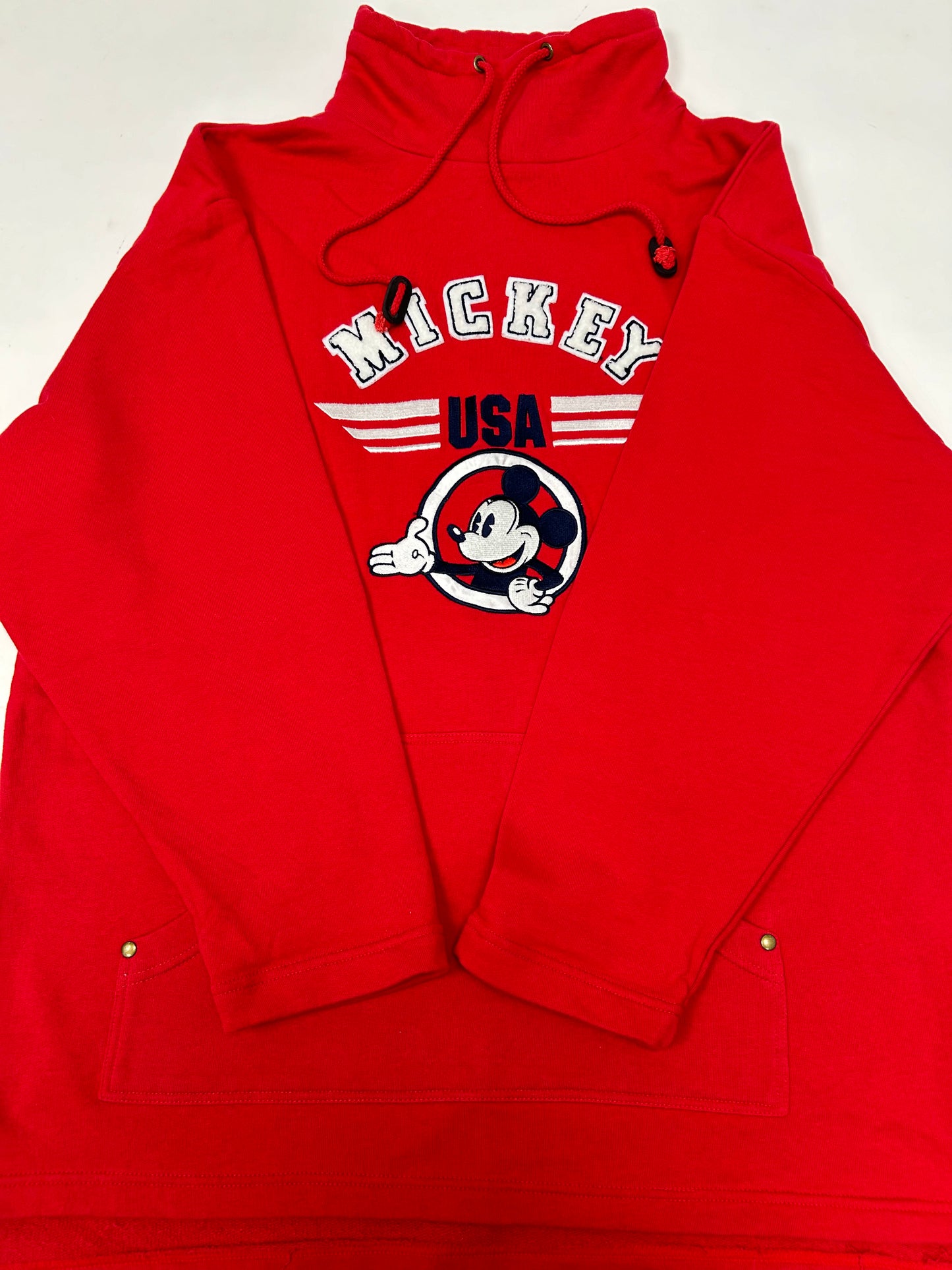 Vintage Mickey Mouse Disney Originals Mickey USA Pullover L/XL 24.75x30/31.5 90s