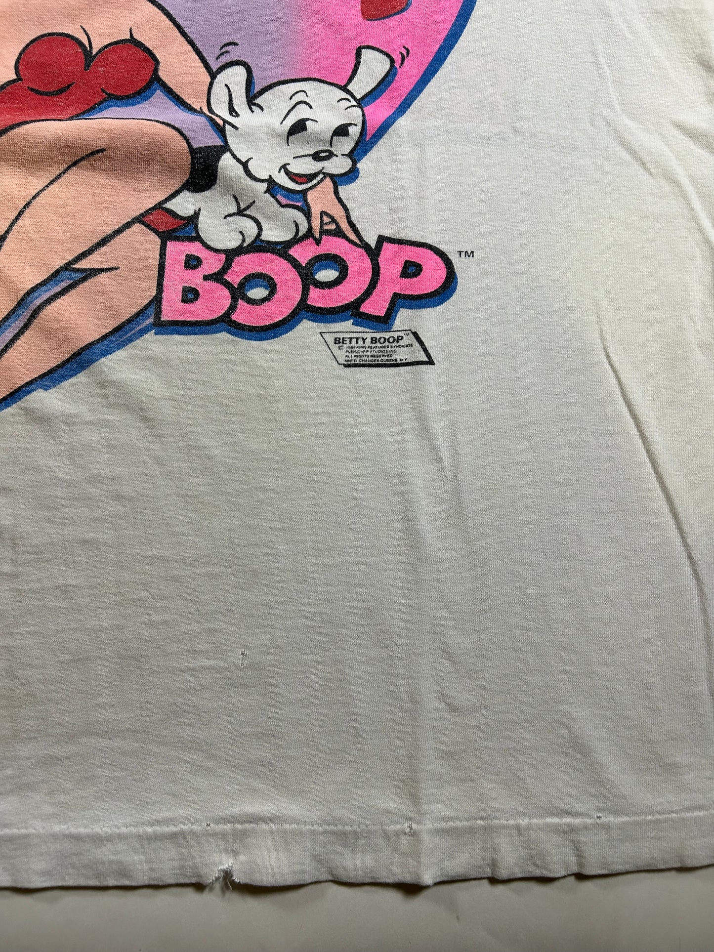 Vintage Betty Boop Pudgy 1989 Graphic T-Shirt Changes Tag Boxy XL 24.5x27 Inches As Is Worn