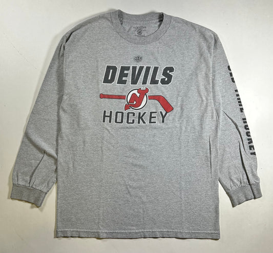 New Jersey Devils Old Time Hockey NHL Long Sleeve Tee Gray Large 22x30 Inches