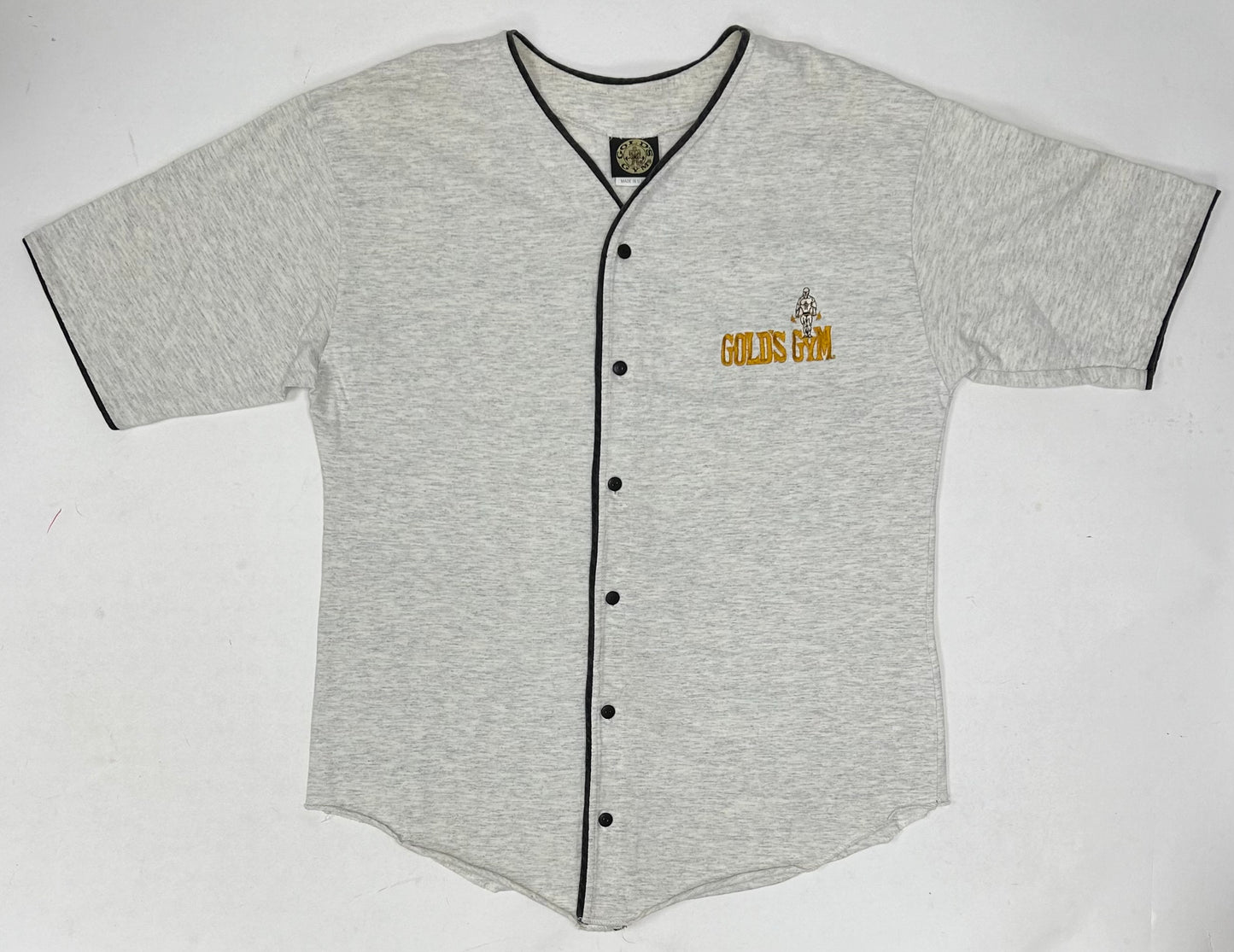Vintage 90s Gold’s Gym Baseball Button Up Style Jersey Shirt Medium 21.25x28.5 Inches