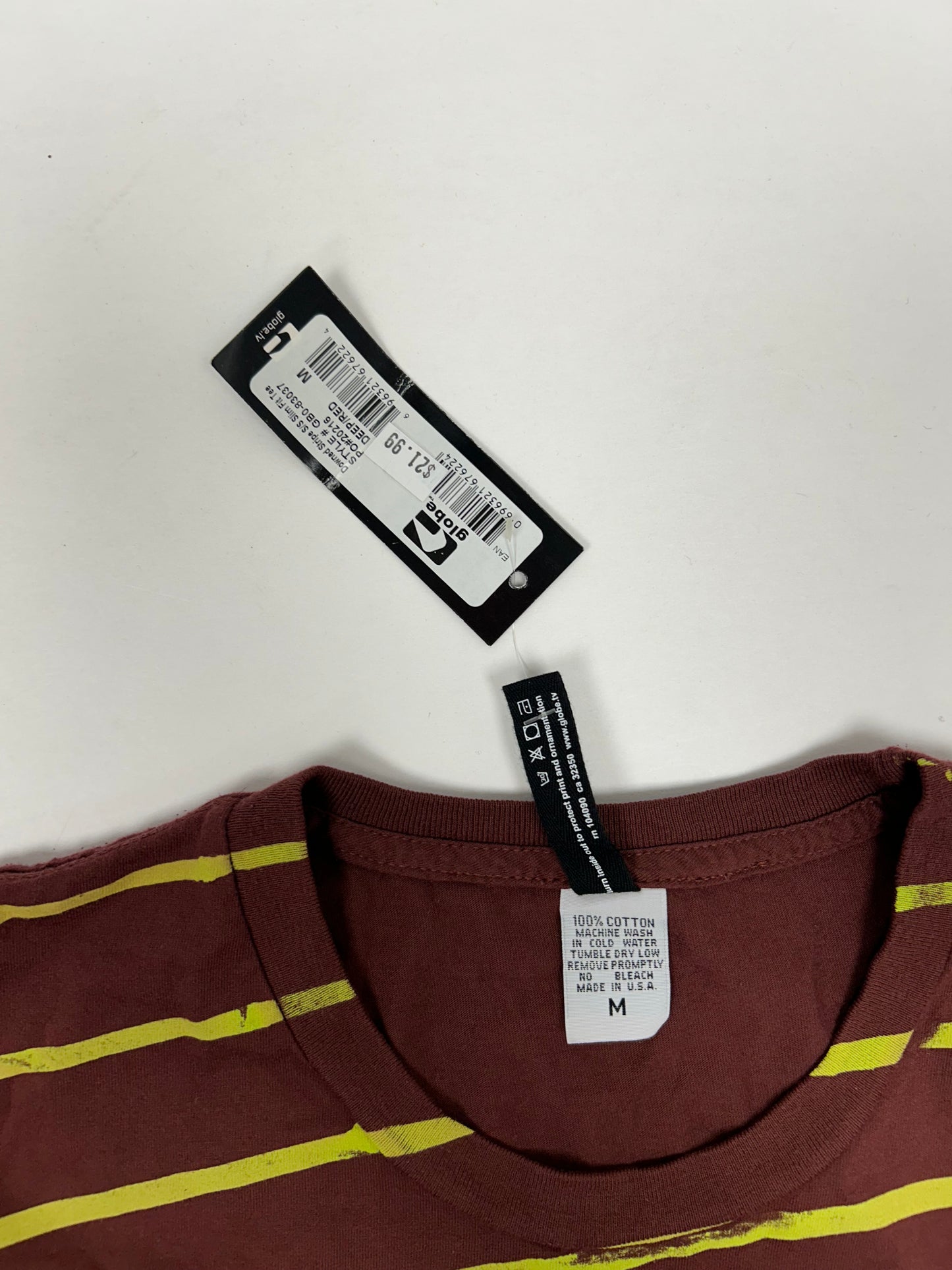 Vintage Globe Shoes Skateboarding Down Stripe Slim Fit Skate Tee New Medium 19.5x28.25 Inches DS Brand New Old Stock With Tag