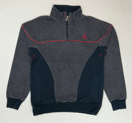 Air Jordan Cement Elephant Print 1/4 Zip Sweatshirt Retro 3 Black Cement Medium 20.5x27 Inches