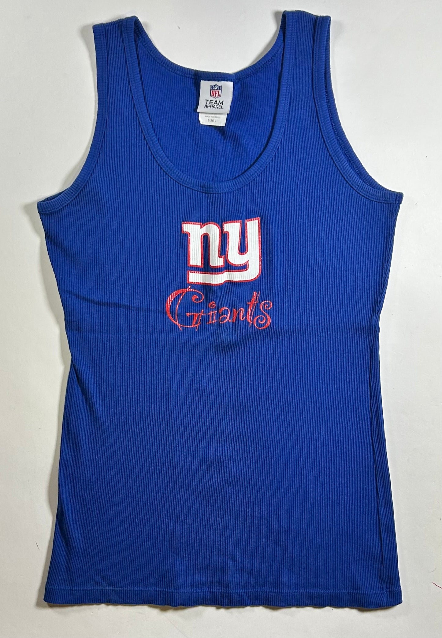New York Giants NFL Licensed Women’s Large Blue Fitted Ribbed Tank Top 2000s 16.25x26.75 Inches.
