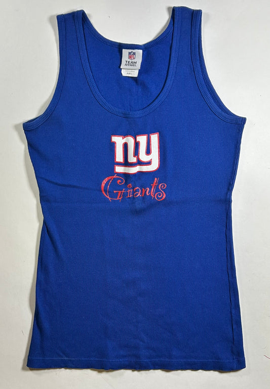 New York Giants NFL Licensed Women’s Large Blue Fitted Ribbed Tank Top 2000s 16.25x26.75 Inches.