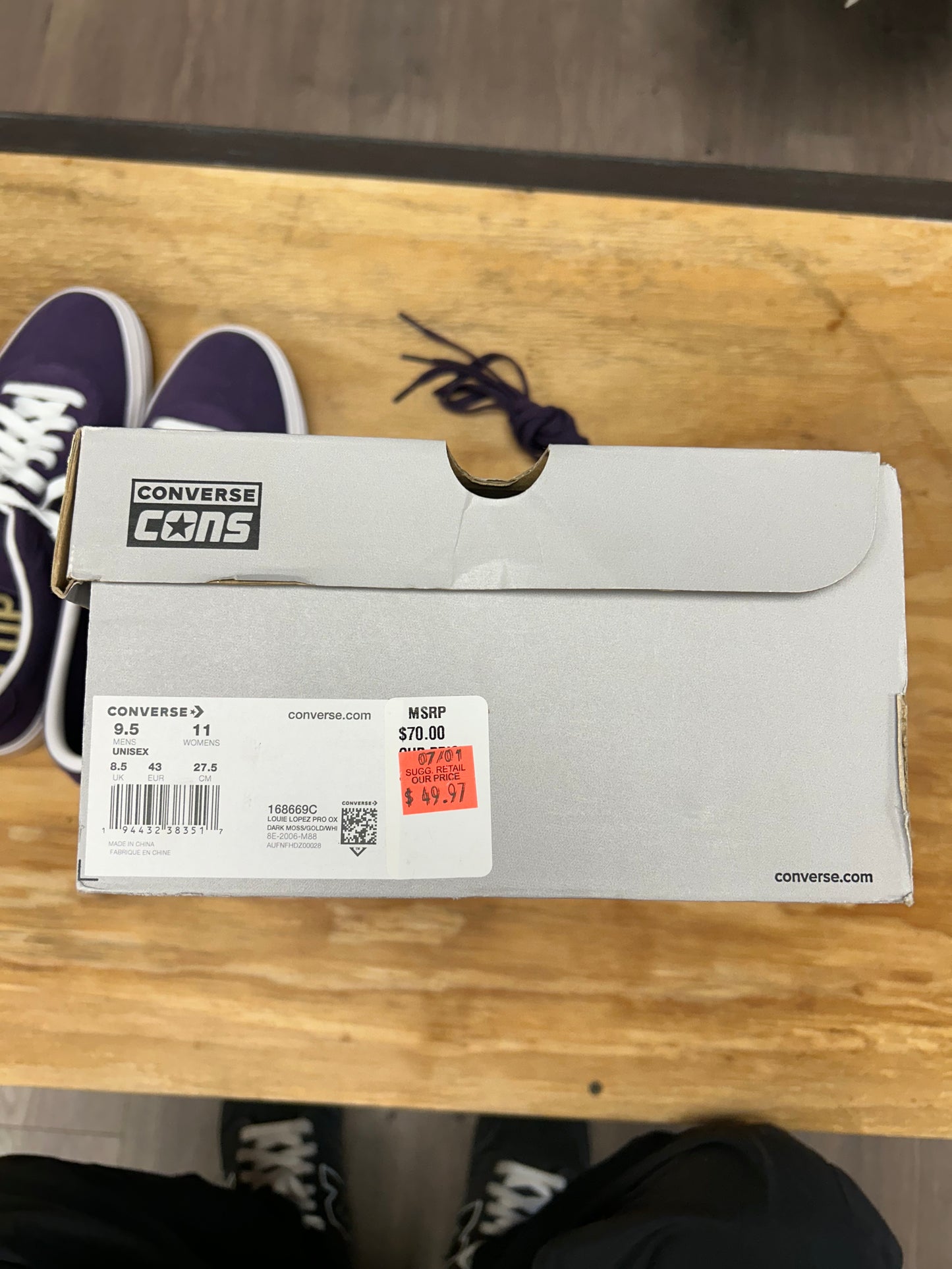 Converse Louie Lopez Pro Purple Mens Size 9.5 New With Mismatch Box Skateboard