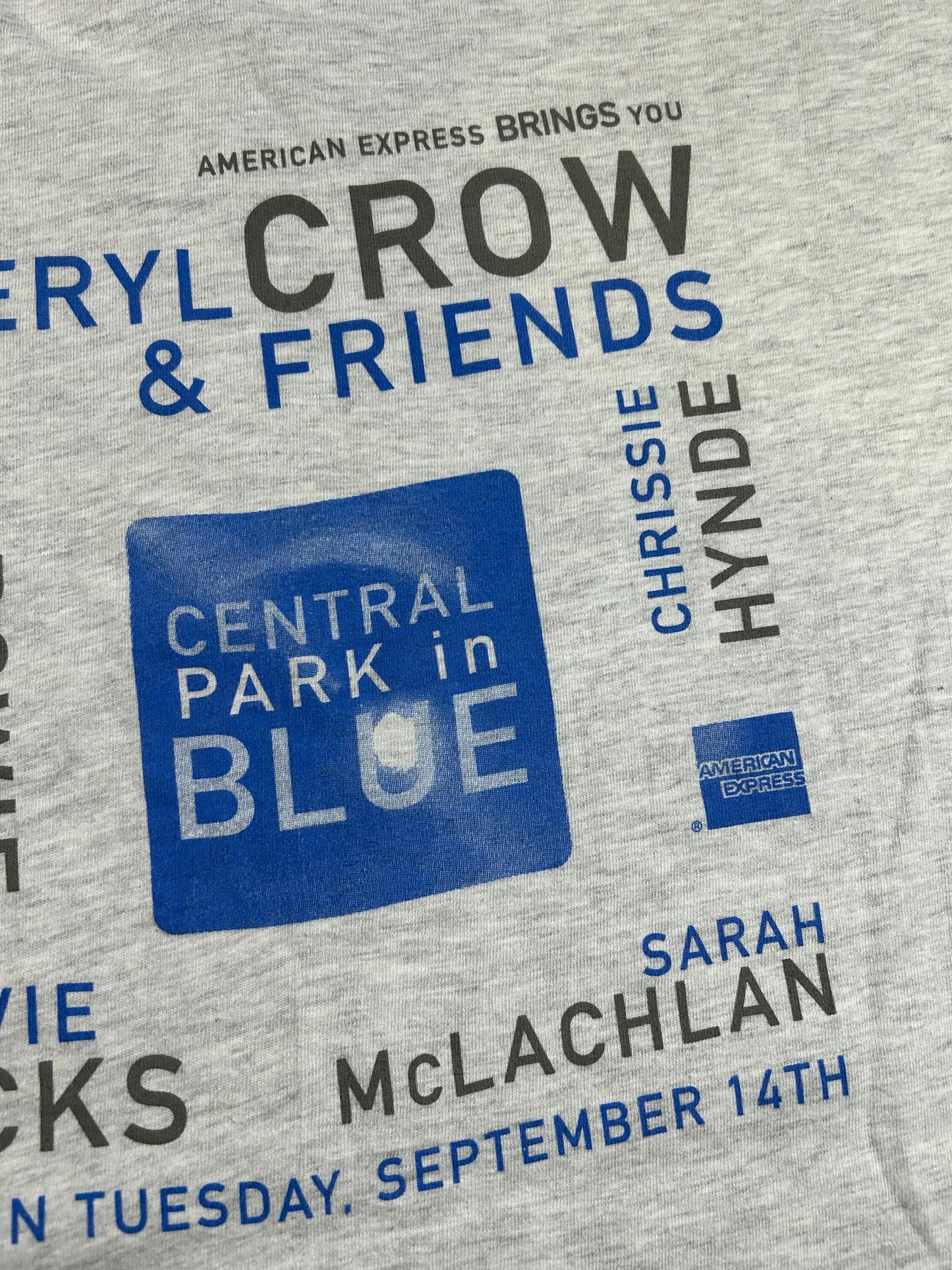 Vintage Sheryl Crow & Friends American Express Central Park 1999 Music Band Tee XL 23.75x30.75 Inches