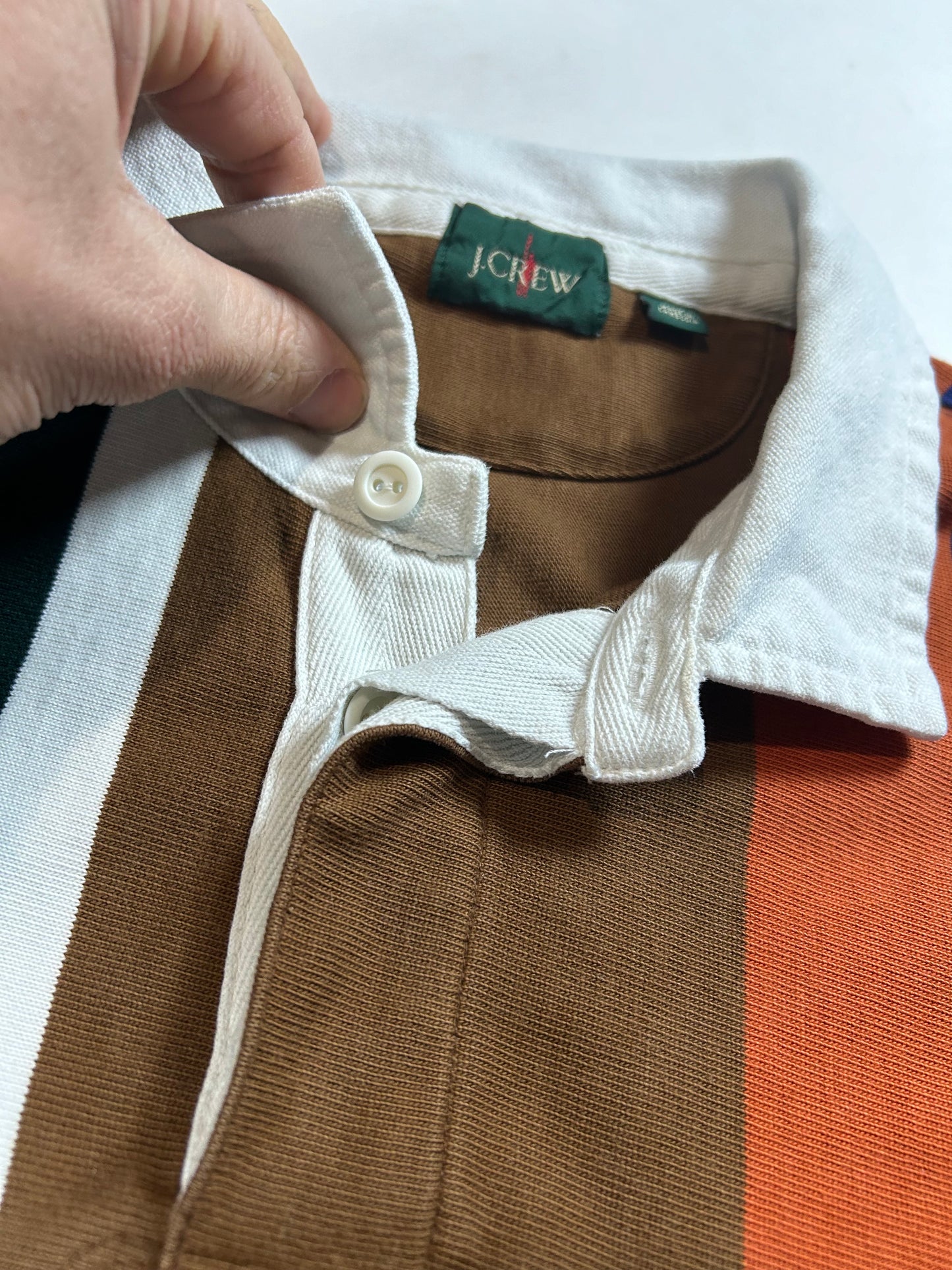 J. Crew Rugby Polo Big Stripe Color Long Sleeve Shirt XL 25x30.25 Inches FA22