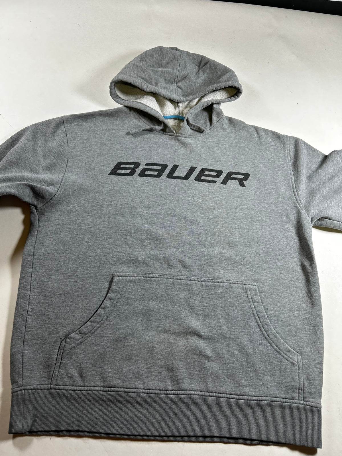 Bauer Hockey Spell Out Logo Hoodie Sweatshirt As Is Medium 22.5x26.5 Inches