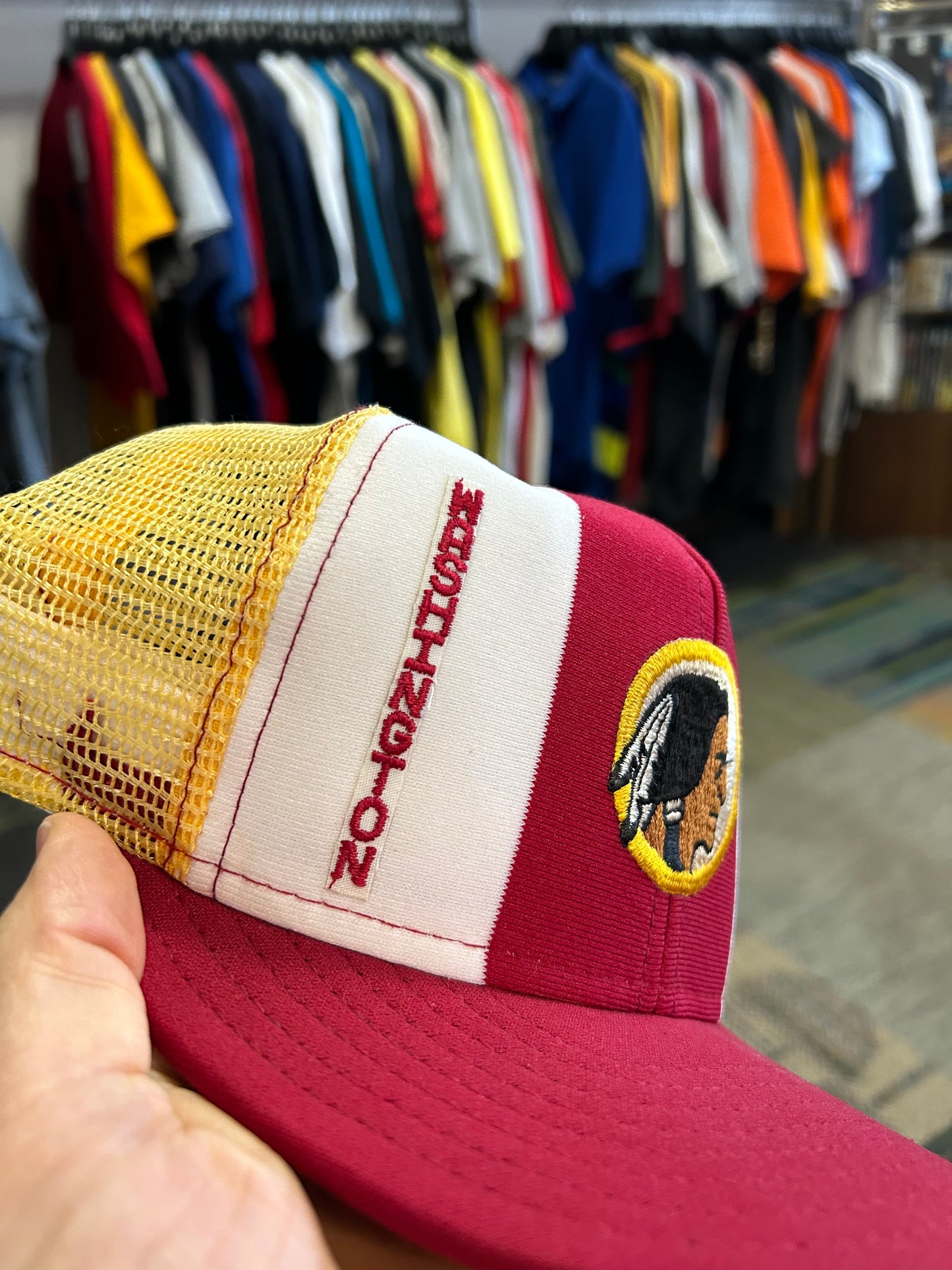Vintage Washington Redskins NFL Team AJD Trucker SnapBack Hat USA Nylon