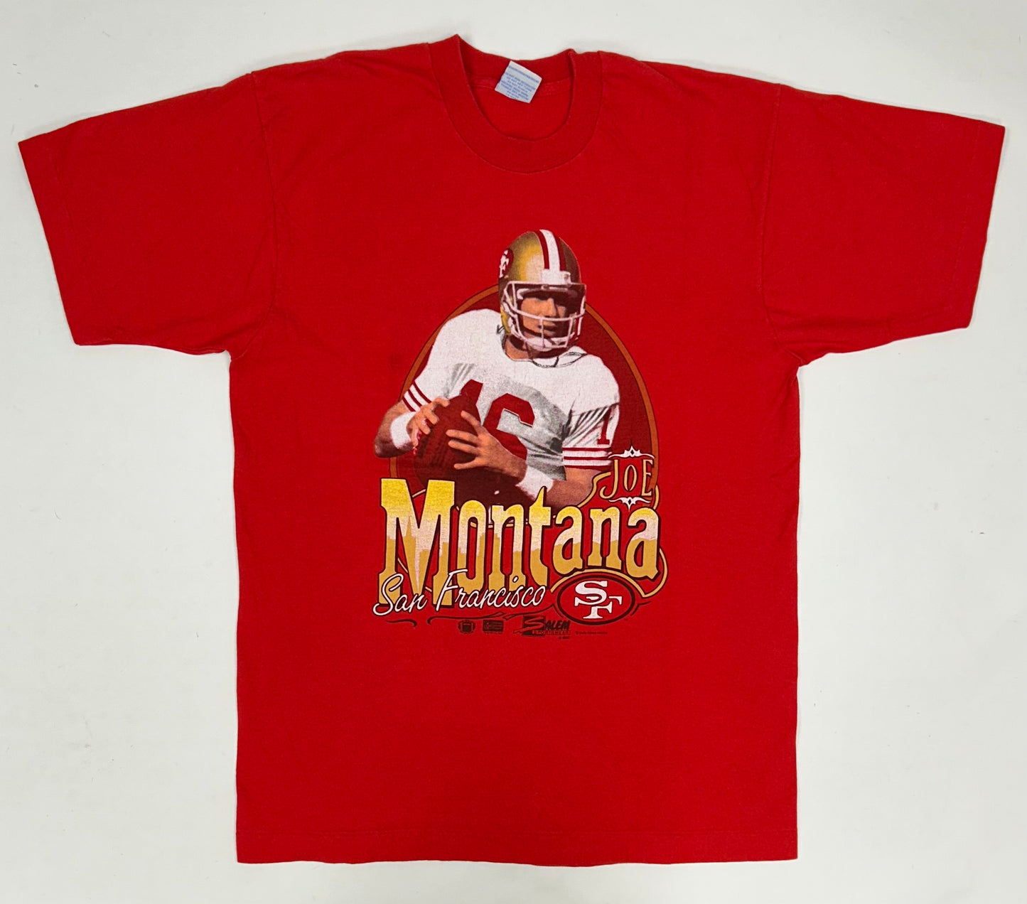 Vintage San Francisco 49ers Joe Montana Salem Sportswear NFL 1990 Graphic Large 21.25x29.75 Inches