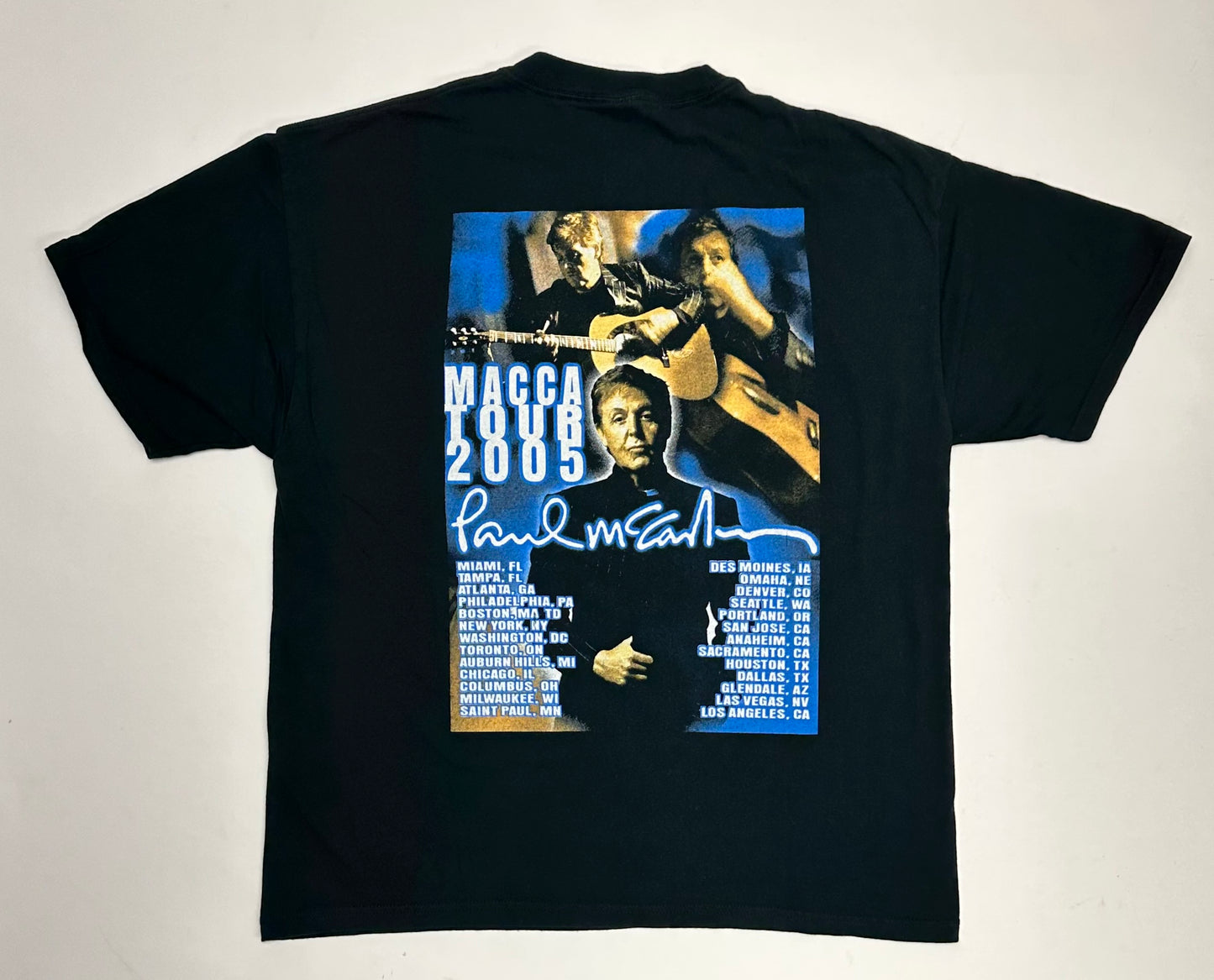 Vintage 2005 Paul McCartney Macca Tour Music Tee Parking Lot Shirt XL/L 22.5x28.75 Inches As Is