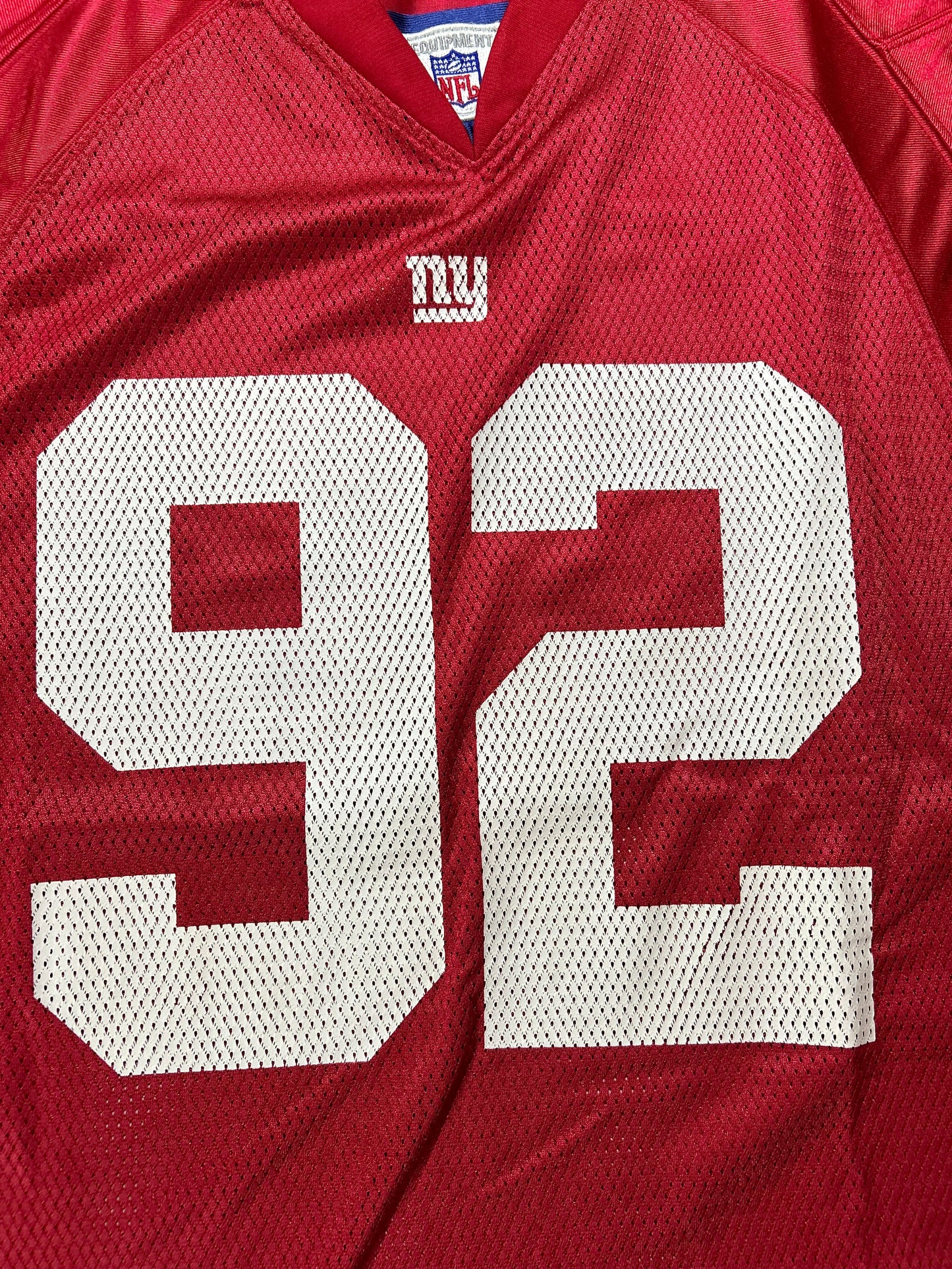 Vintage 00s Reebok NFL Equipment New York Giants Michael Strahan #92 Red Jersey Medium 22.5x30.5/33 Inchee