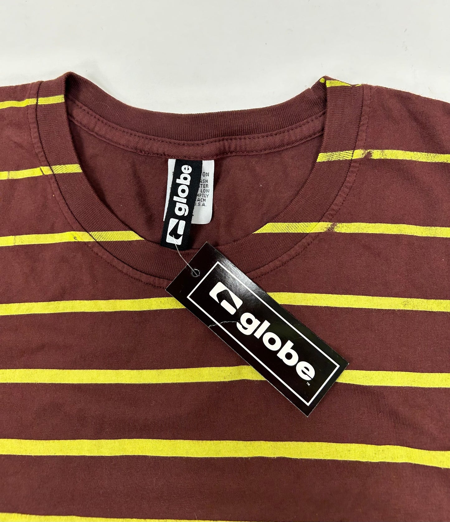 Vintage Globe Shoes Skateboarding Down Stripe Slim Fit Skate Tee New With Tag Tagged XL Can Fit Large Slimmer Style Fit 22.25x31.75 Inches